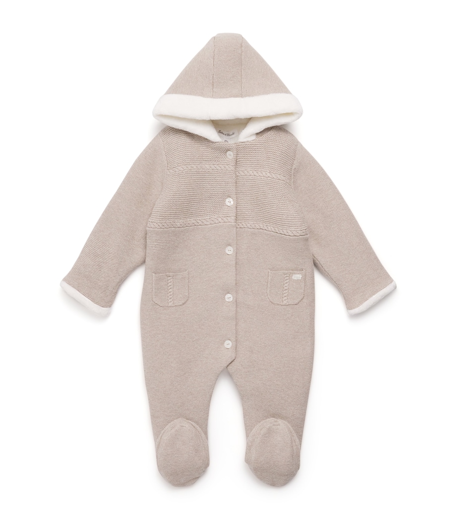 Cotton-Wool-Cashmere Hooded  All-In-One (1-18 Months) 16GREIGE CHIN Image 1