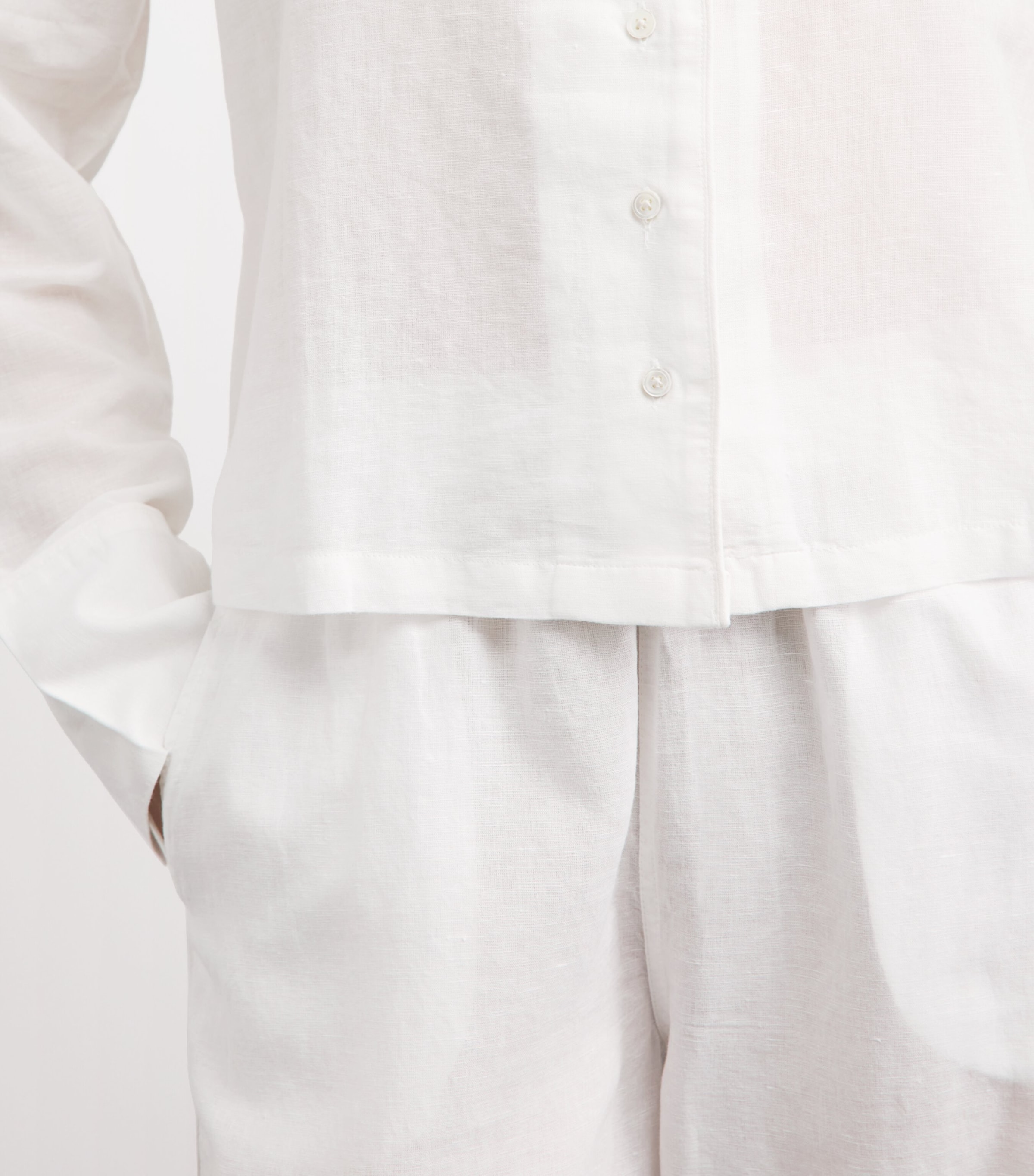 Polo Ralph Lauren Womens Linen-Cotton Pyjama Set White Cloud Image 5
