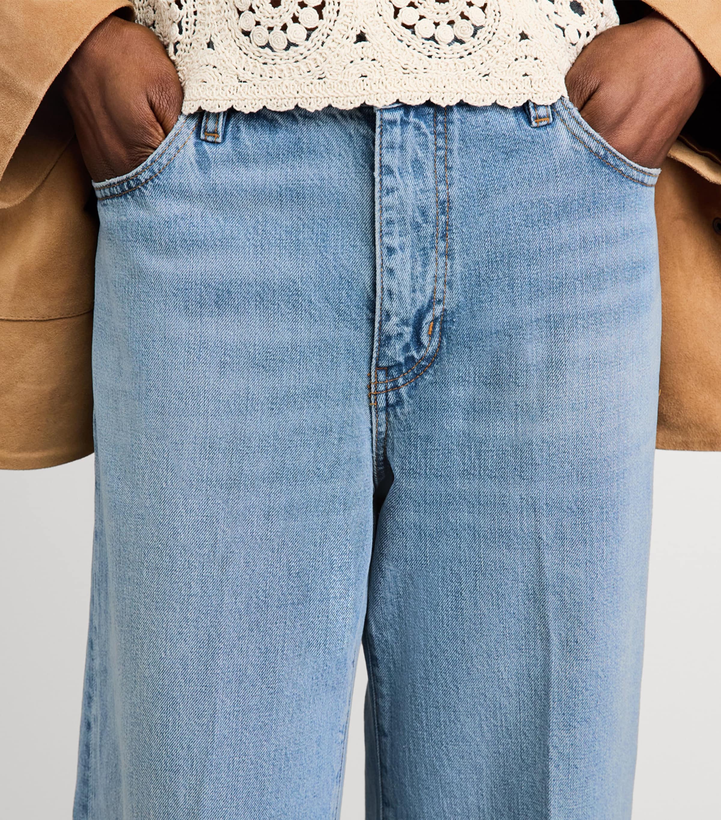 FRAME Womens The Stroll Wide-Leg Jeans Frey Frey Image 3