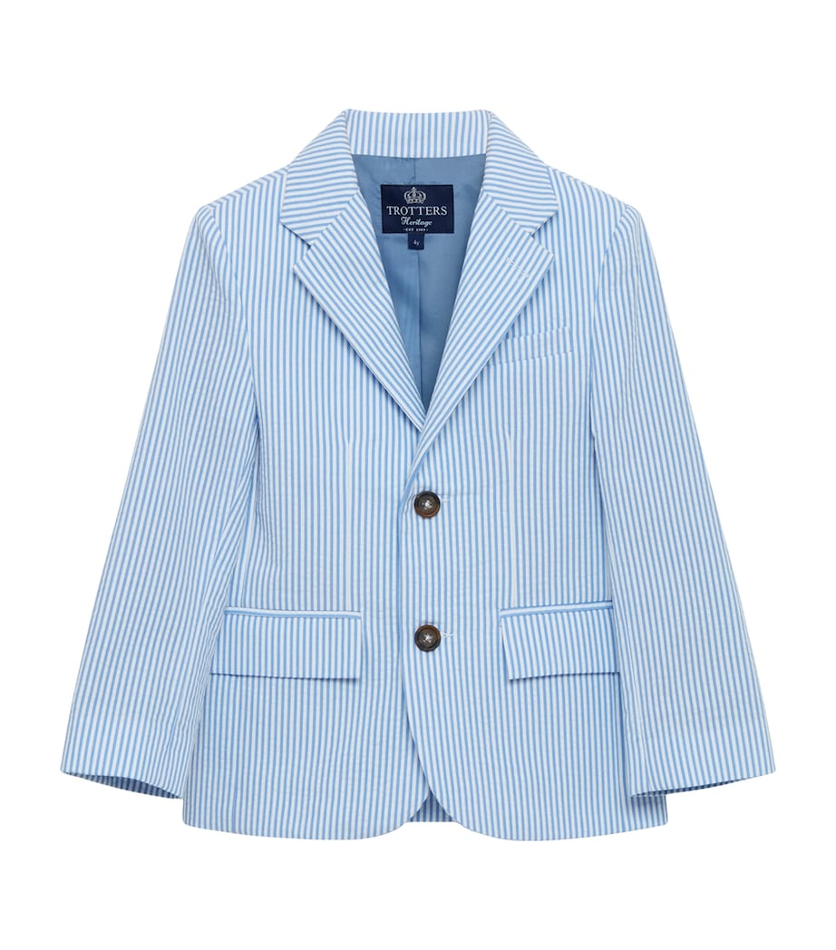 Trotters Striped Sebastian Blazer (2-5 Years) Pale Blue Stripe Image 1