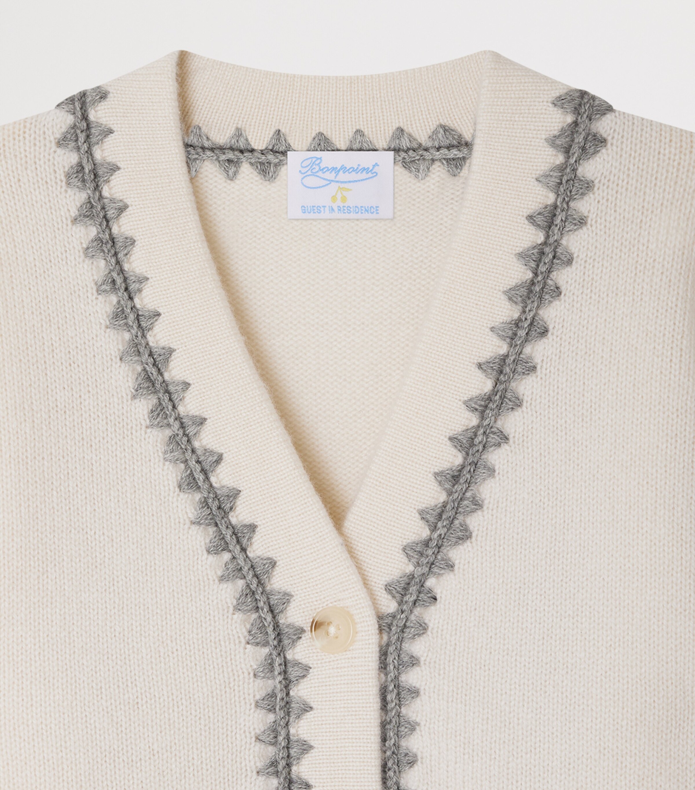 Bonpoint x Guest In Residence Cashmere Lyndon Cardigan (4-8 Years) Ra Blanc Lait Image 3