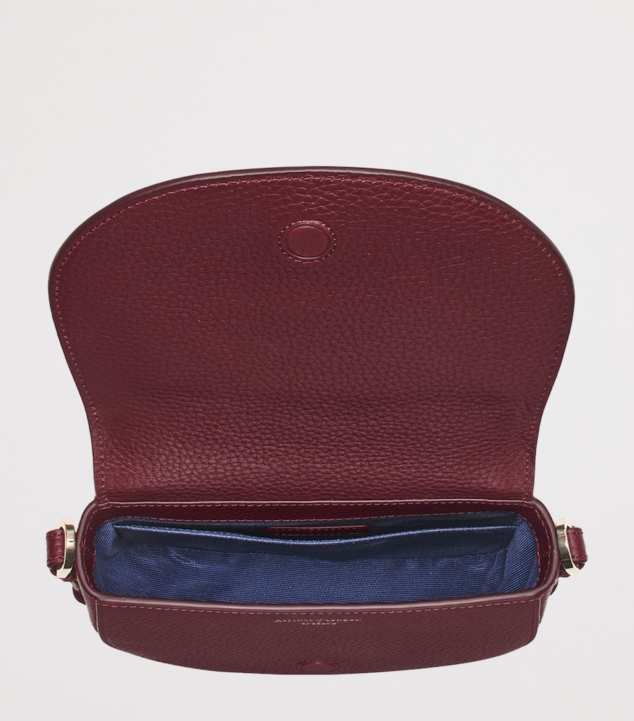 Small Leather Stella Cross-Body Satchel BURGUNDY Image 7