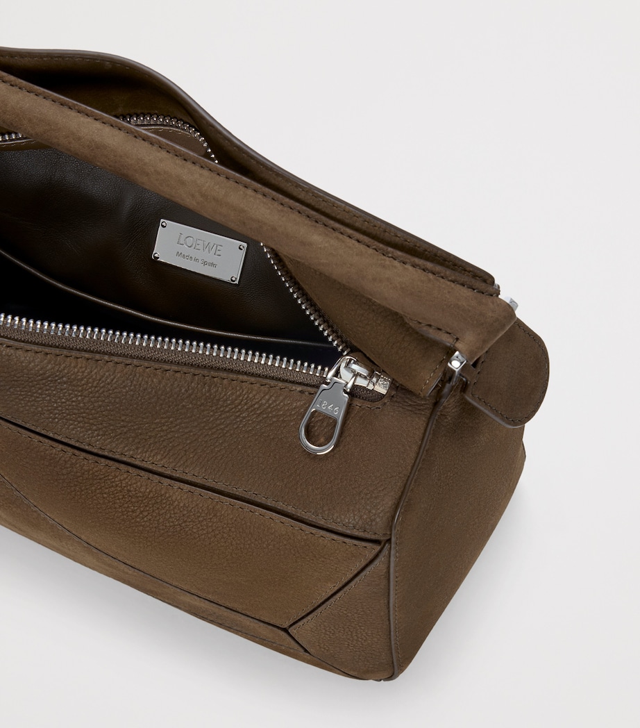 Small Suede Featherlight Puzzle Top-Handle Bag TUNDRA Image 8