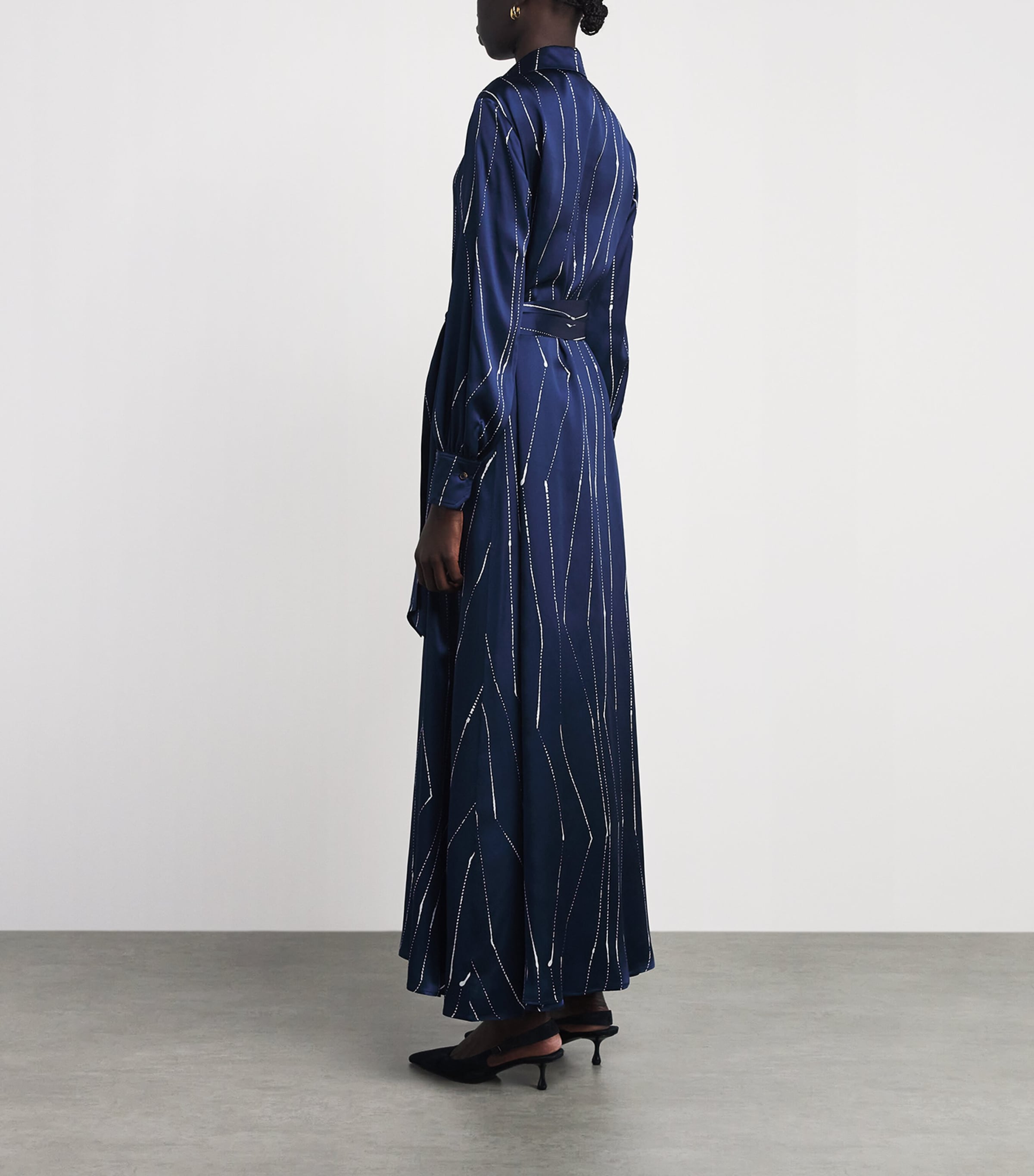 Kiton Womens Silk Stripe Maxi Shirt Dress Blue/white Image 4