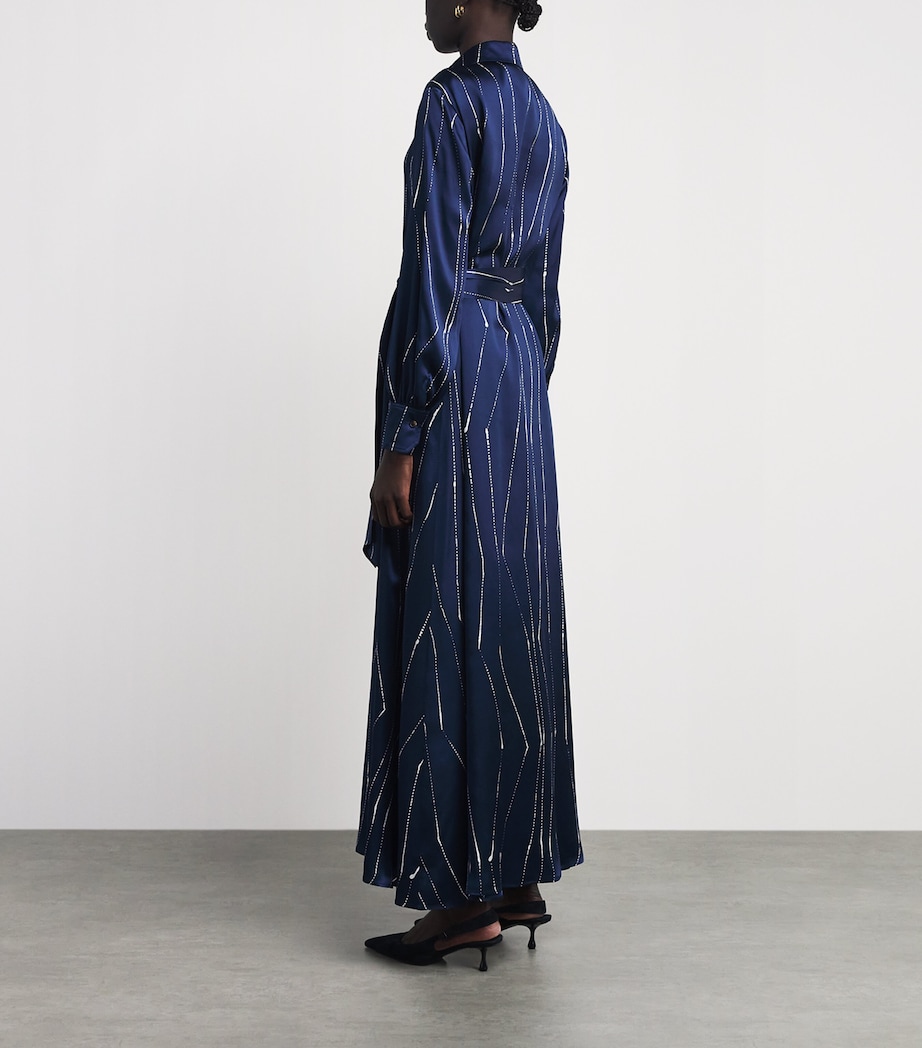 Kiton Womens Silk Stripe Maxi Shirt Dress Blue/white Image 4