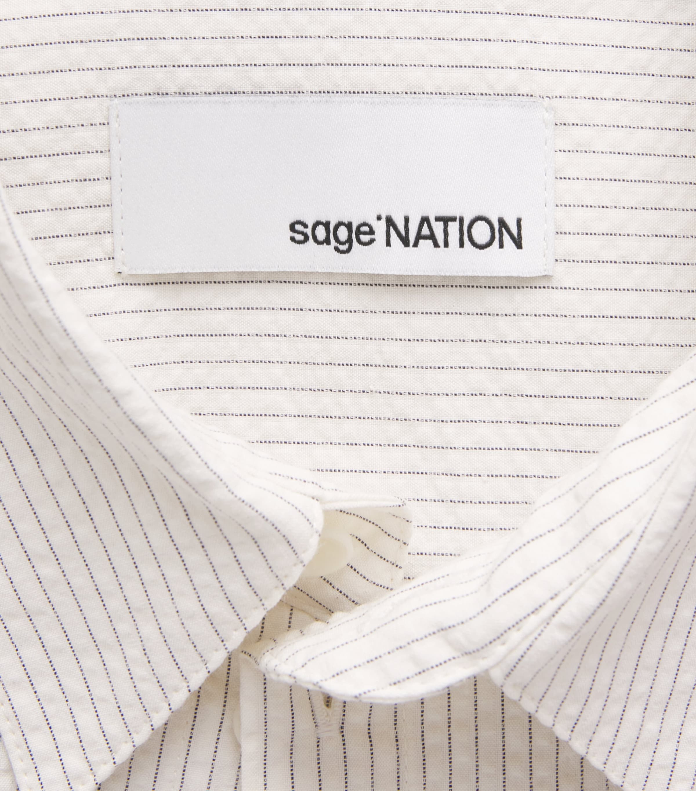 Sage Nation Mens Pinstripe Takeshi Shirt Ivory Stripe Image 6