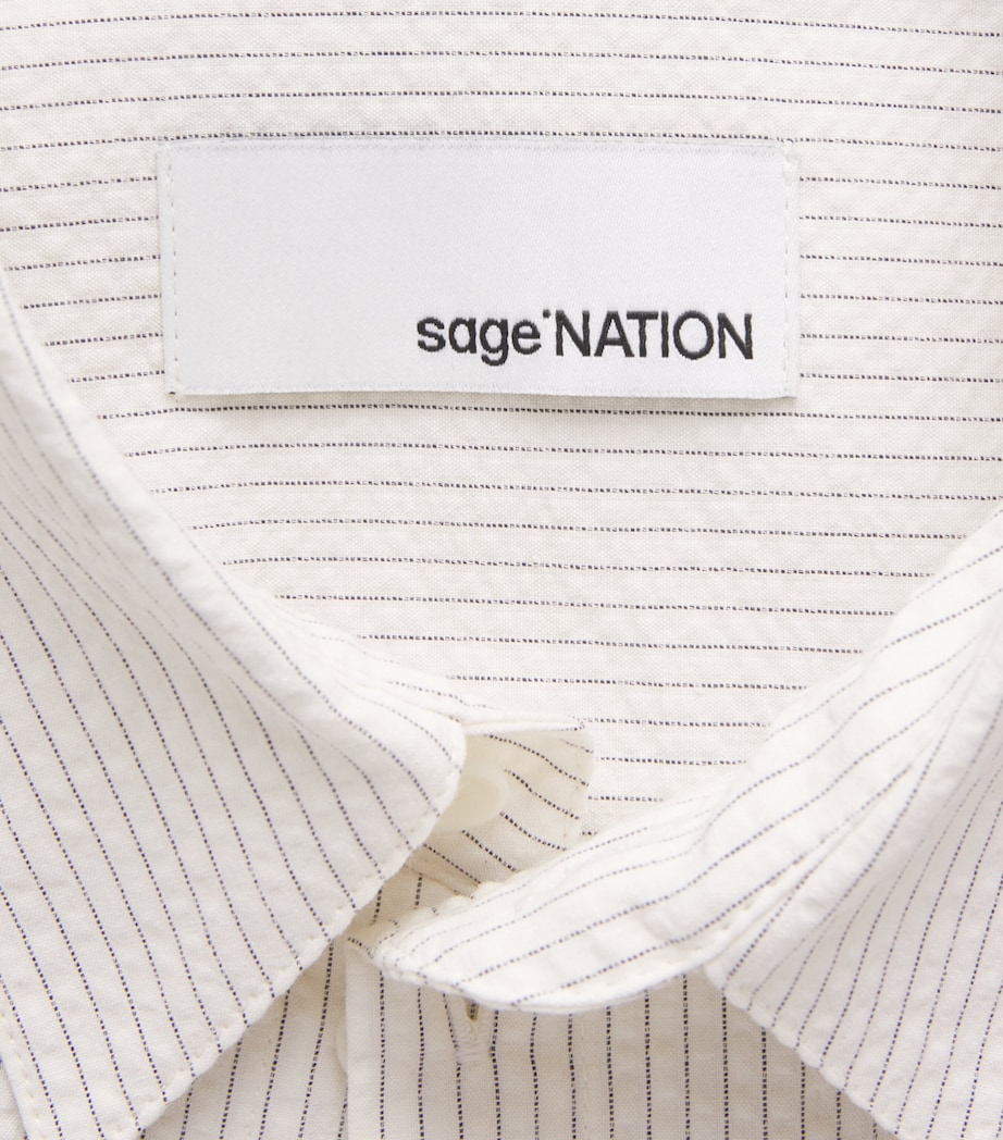 Sage Nation Mens Pinstripe Takeshi Shirt Ivory Stripe Image 6