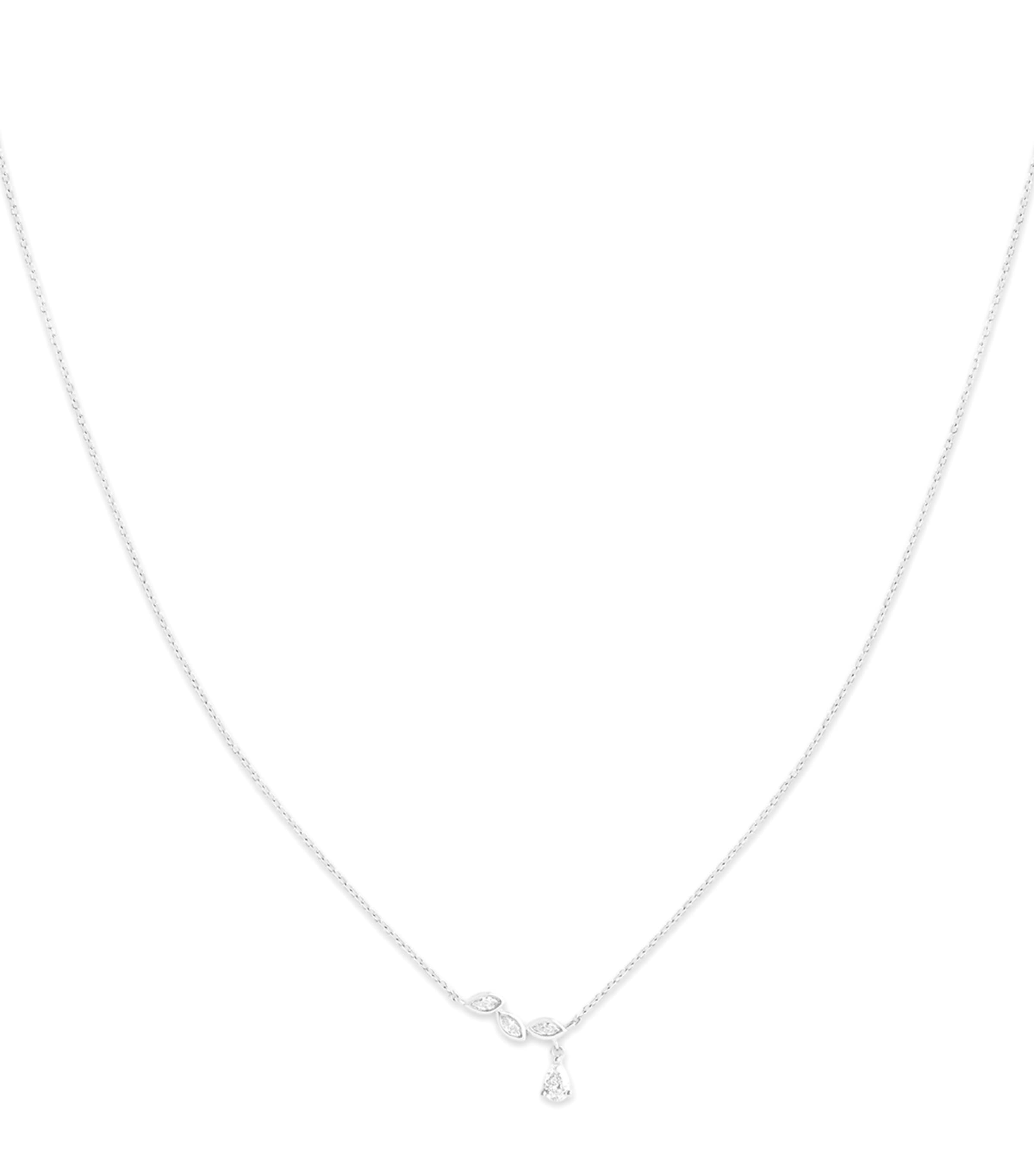Astrid & Miyu White Gold And Diamond Drop Pendant Necklace In Metallic