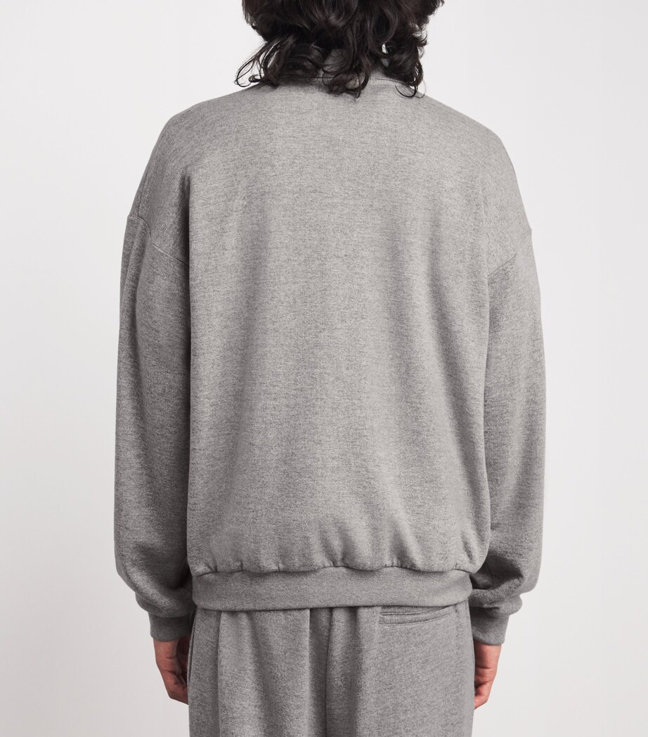 The Row Mens Ry Cotton Collared Sweater Grey Melange Image 4