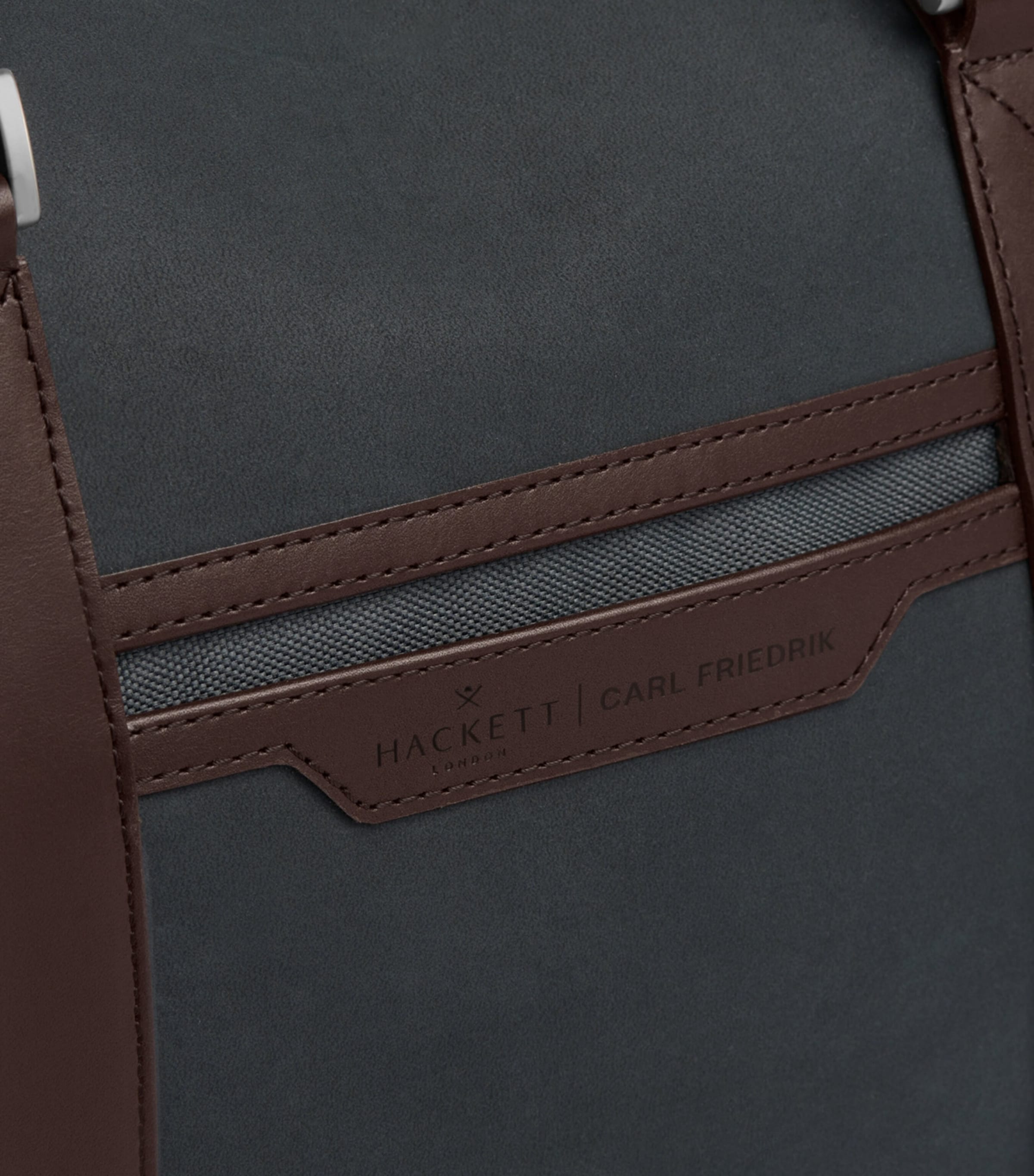 Carl Friedrik x Hackett Leather Holdall Navy/ Chocolate Image 9
