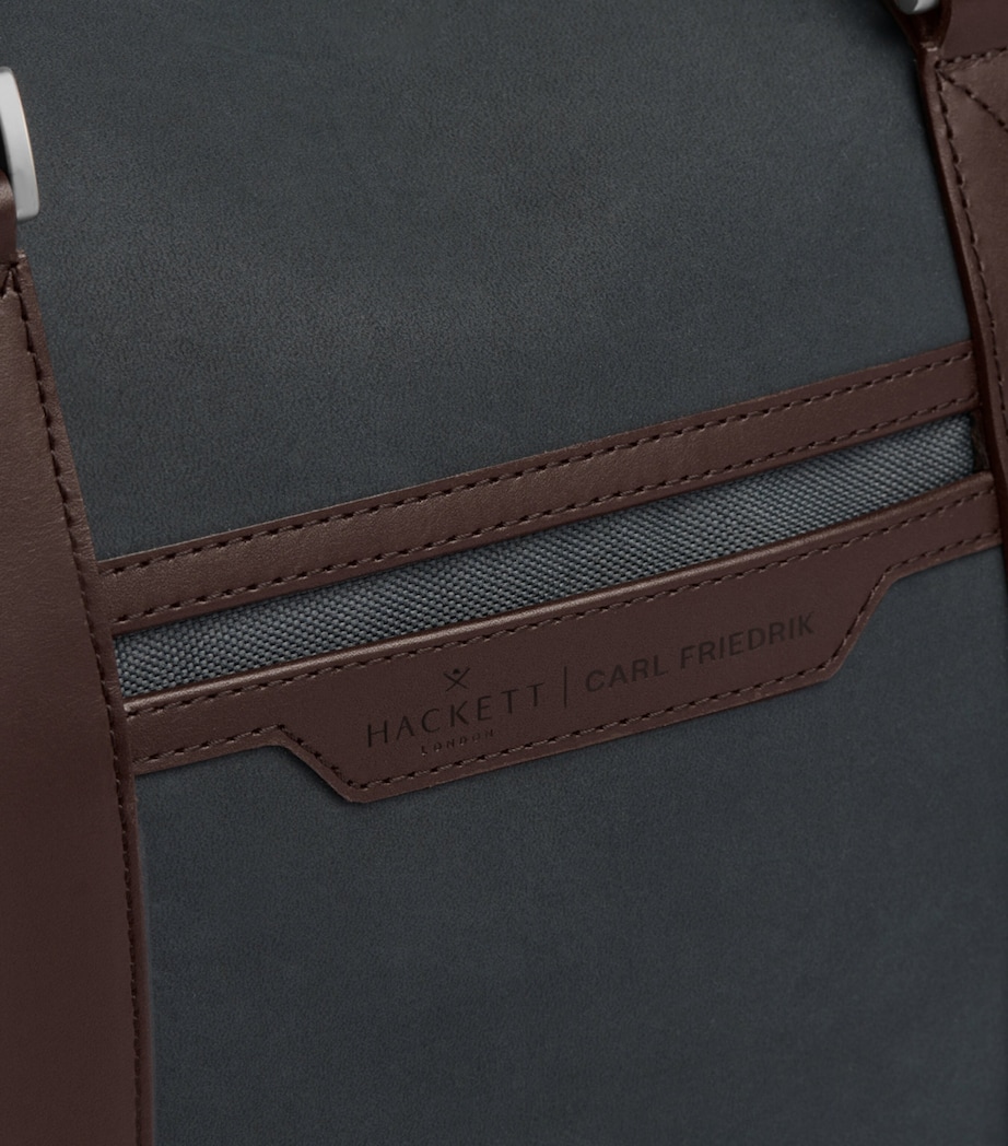 Carl Friedrik x Hackett Leather Holdall Navy/ Chocolate Image 9