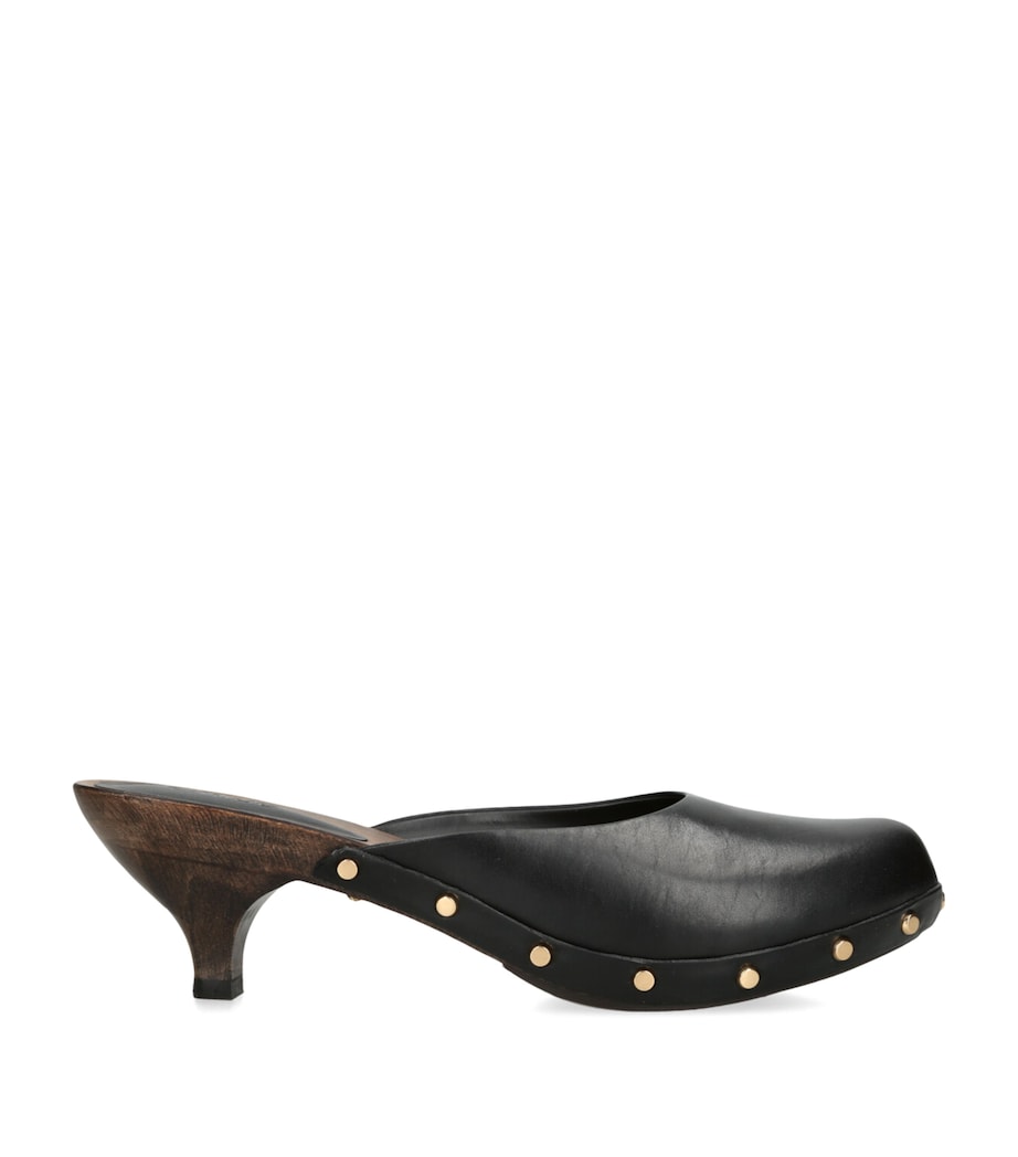 Leather Judith Studded Clogs 40 BLACK Image 1