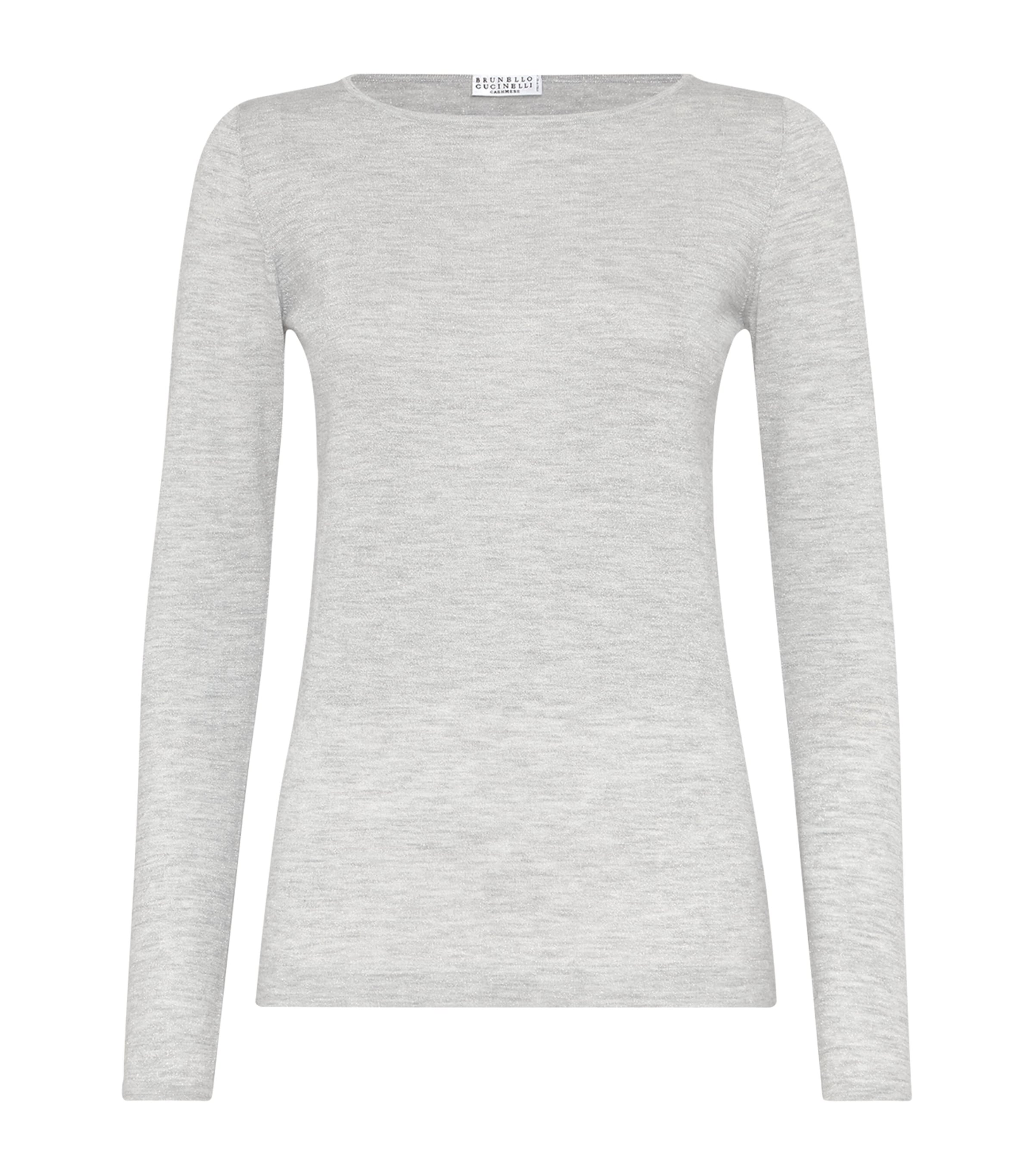 Brunello Cucinelli Cashmere-silk-blend Sweater In Gray