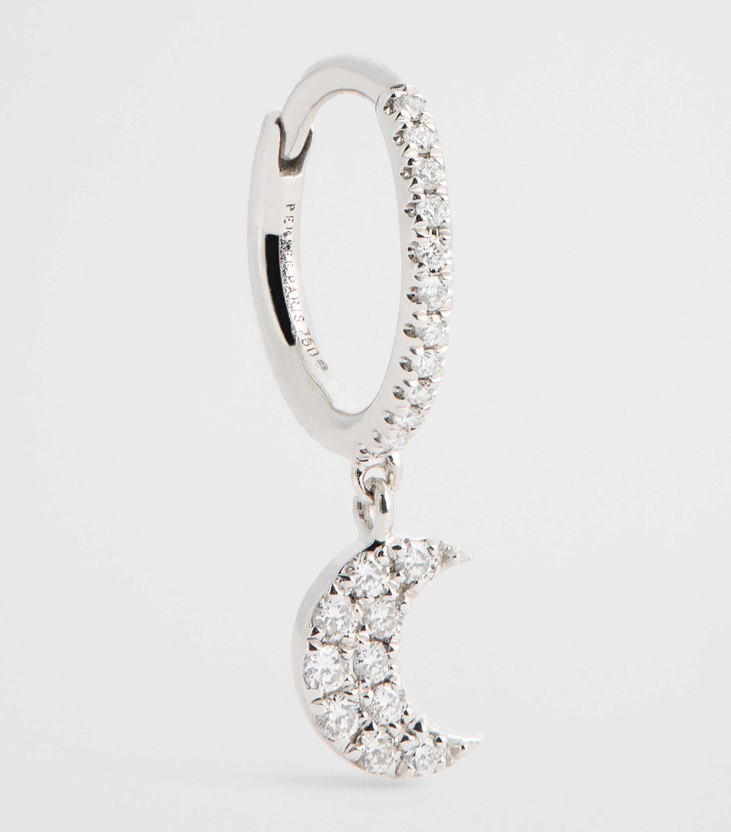 Persée White Gold And Diamond Crescent Moon Single Earring In White