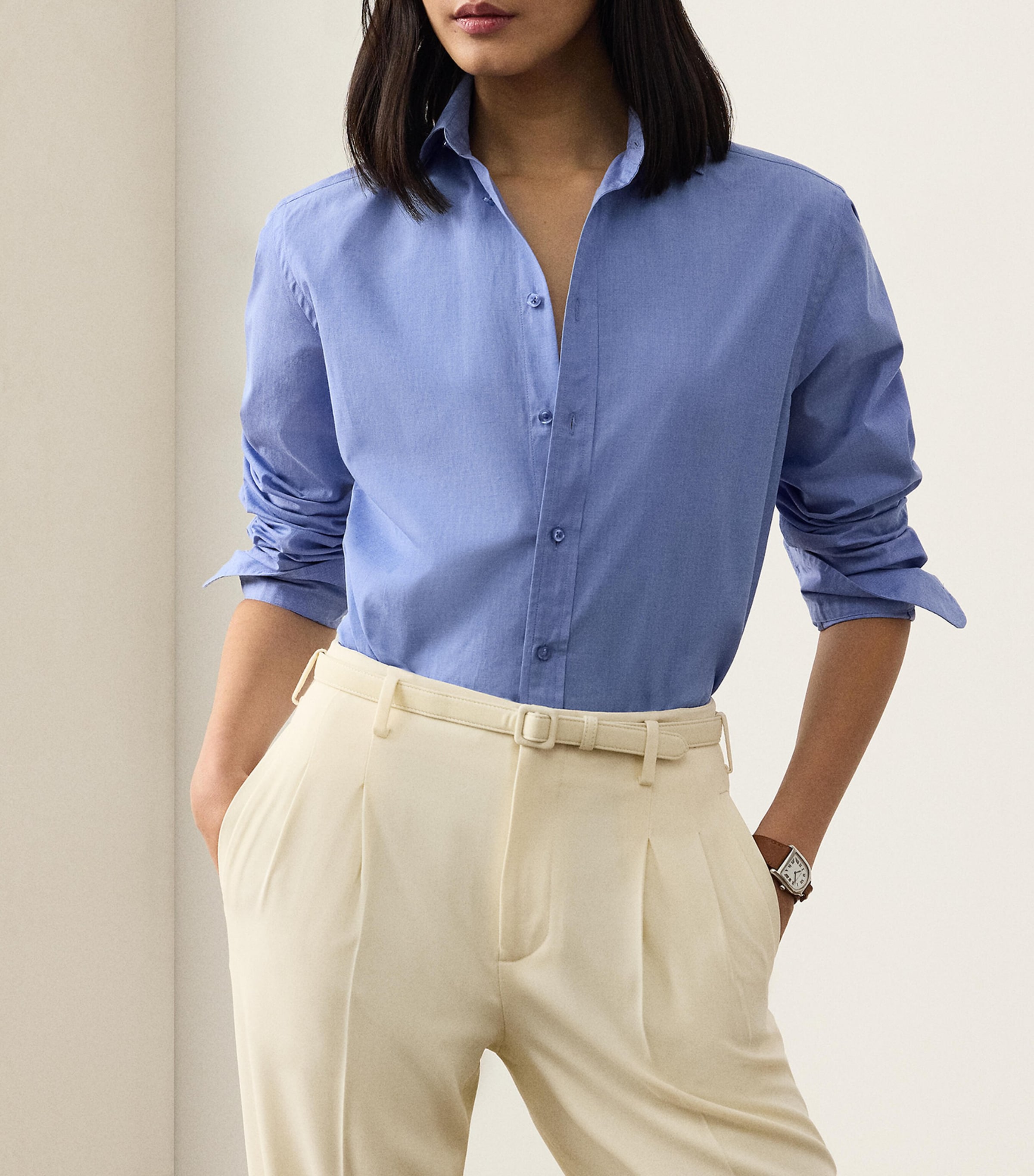 Ralph Lauren Collection Womens Cotton Adrien Shirt Light Blue Image 5
