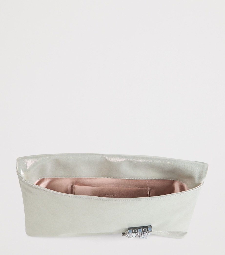 Zandra Leather Embellished Clutch Bag LIGHT SOFT GOLD/CRYS Image 5