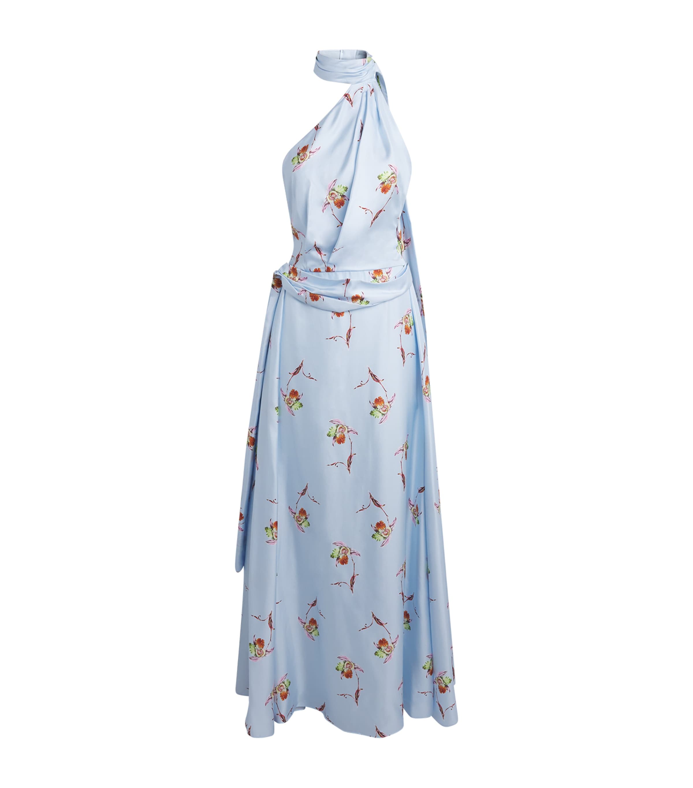 Emilia Wickstead Silk Twill Desde Maxi Dress Blue Lily