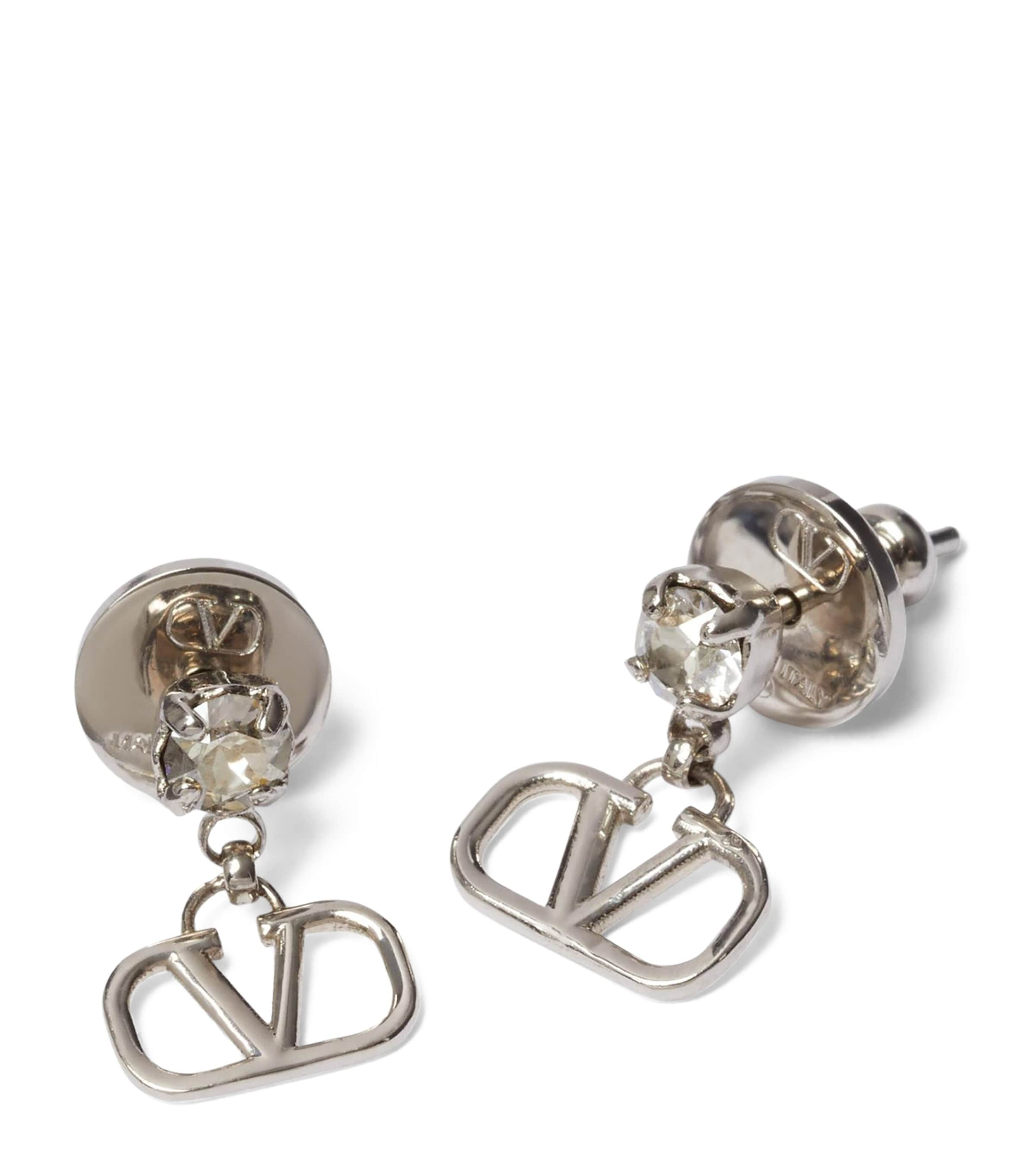 VALENTINO GARAVANI EMBELLISHED VLOGO PENDANT EARRINGS 