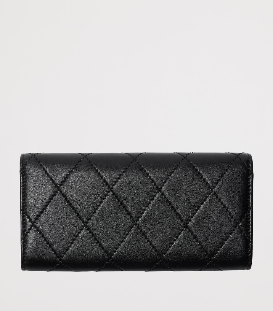 Leather Quilted Wallet BLACK Image 3