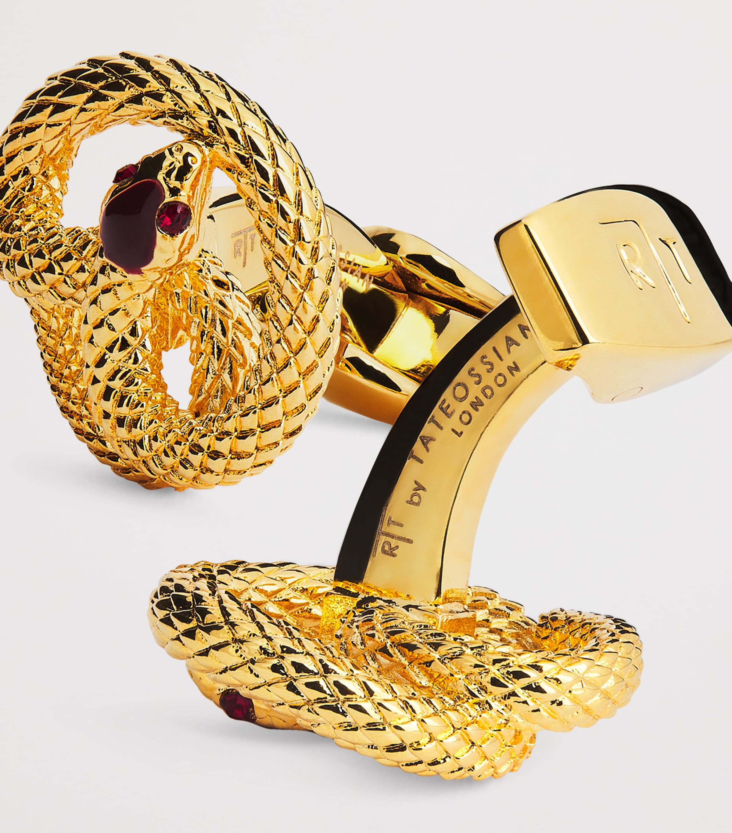 Gold-Plated Enamel-Detail Viper Cufflinks YELL GLD COLOUR Image 6