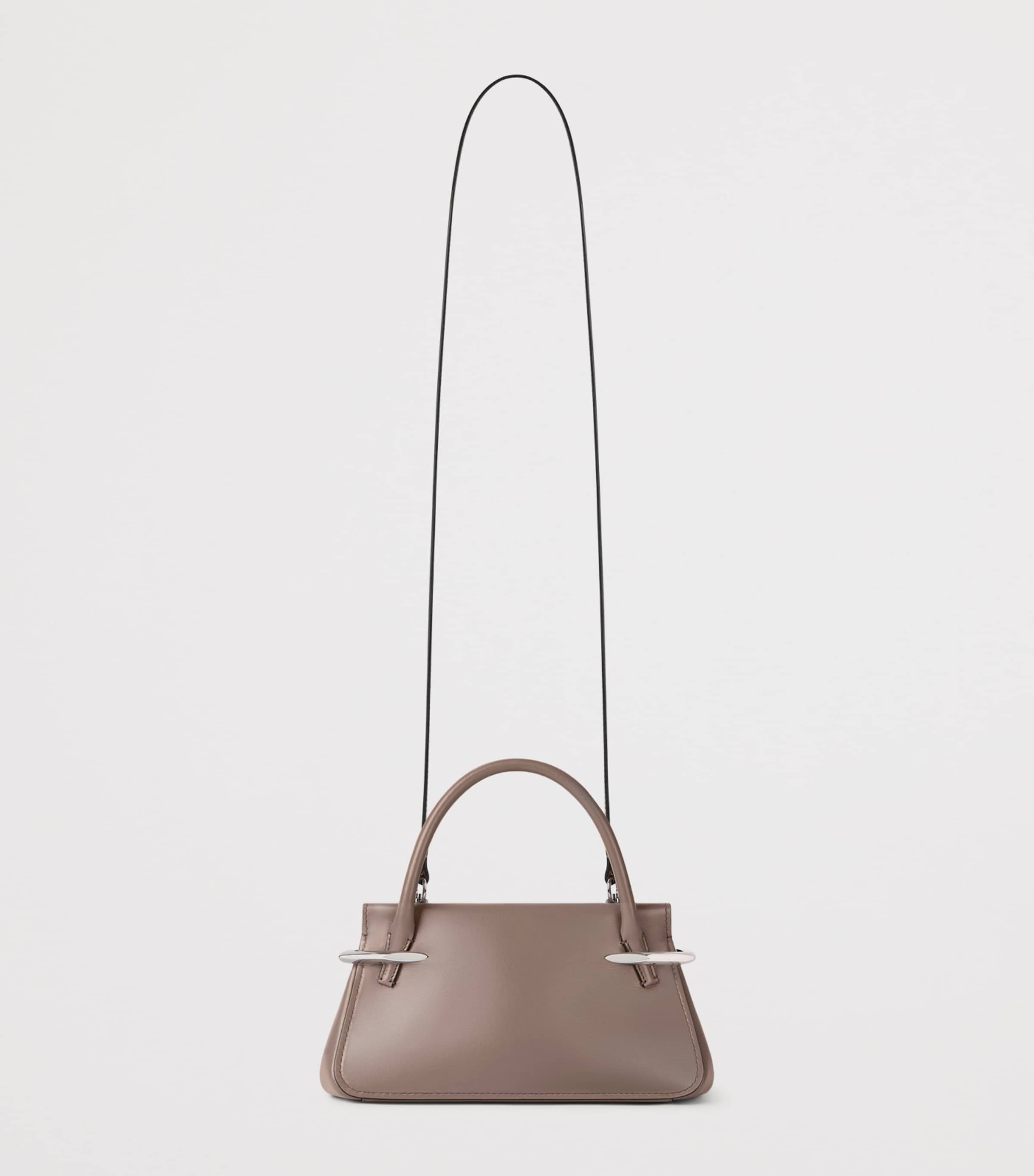 Mini Leather Pinch Top-Handle Bag TAUPE Image 4