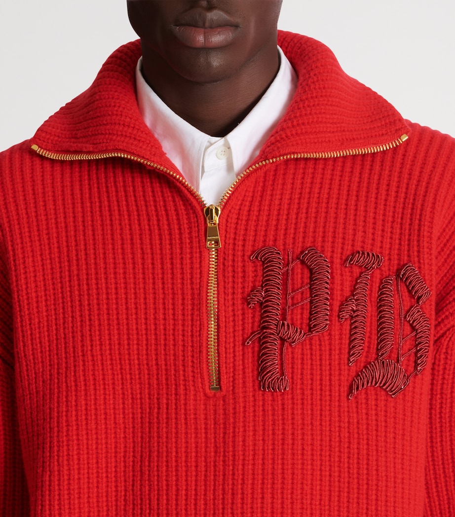 Virgin Wool Half-Zip Sweatshirt 3AC ROUGE Image 4