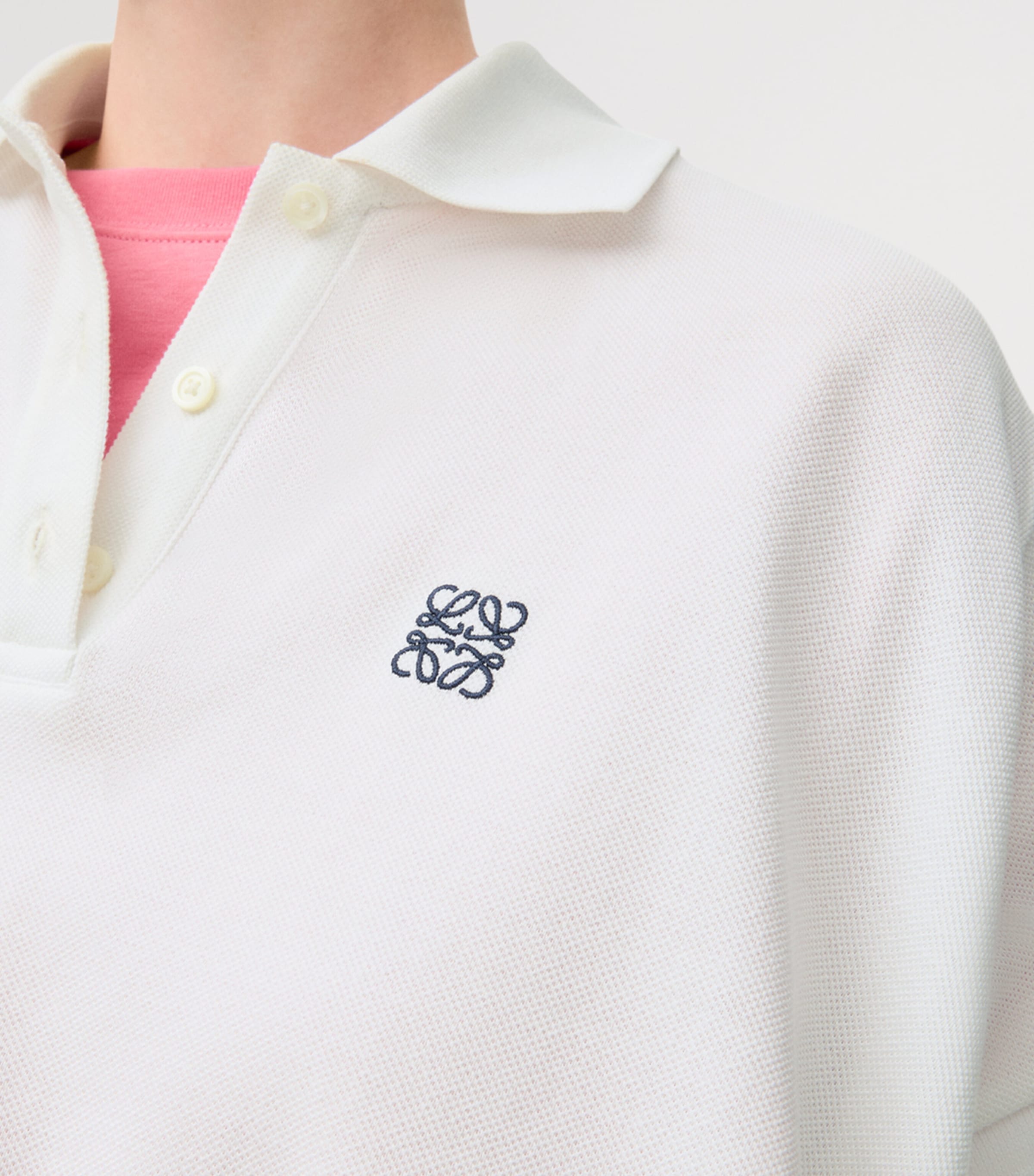 LOEWE Womens Asymmetric-Hem Polo Shirt White Image 5