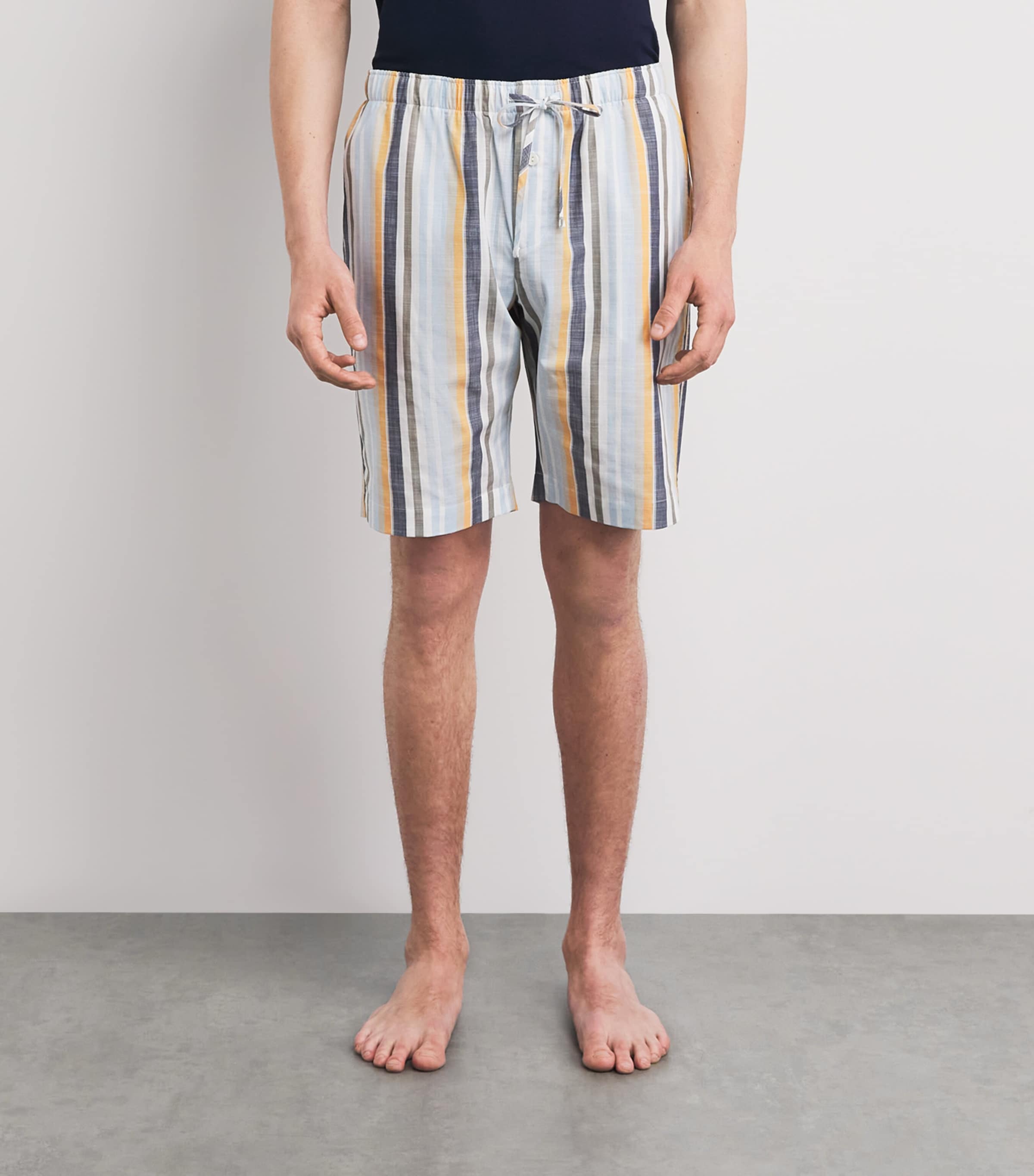 Hanro Mens Cotton Stripe Night & Day Shorts Sunset Stripe Image 4