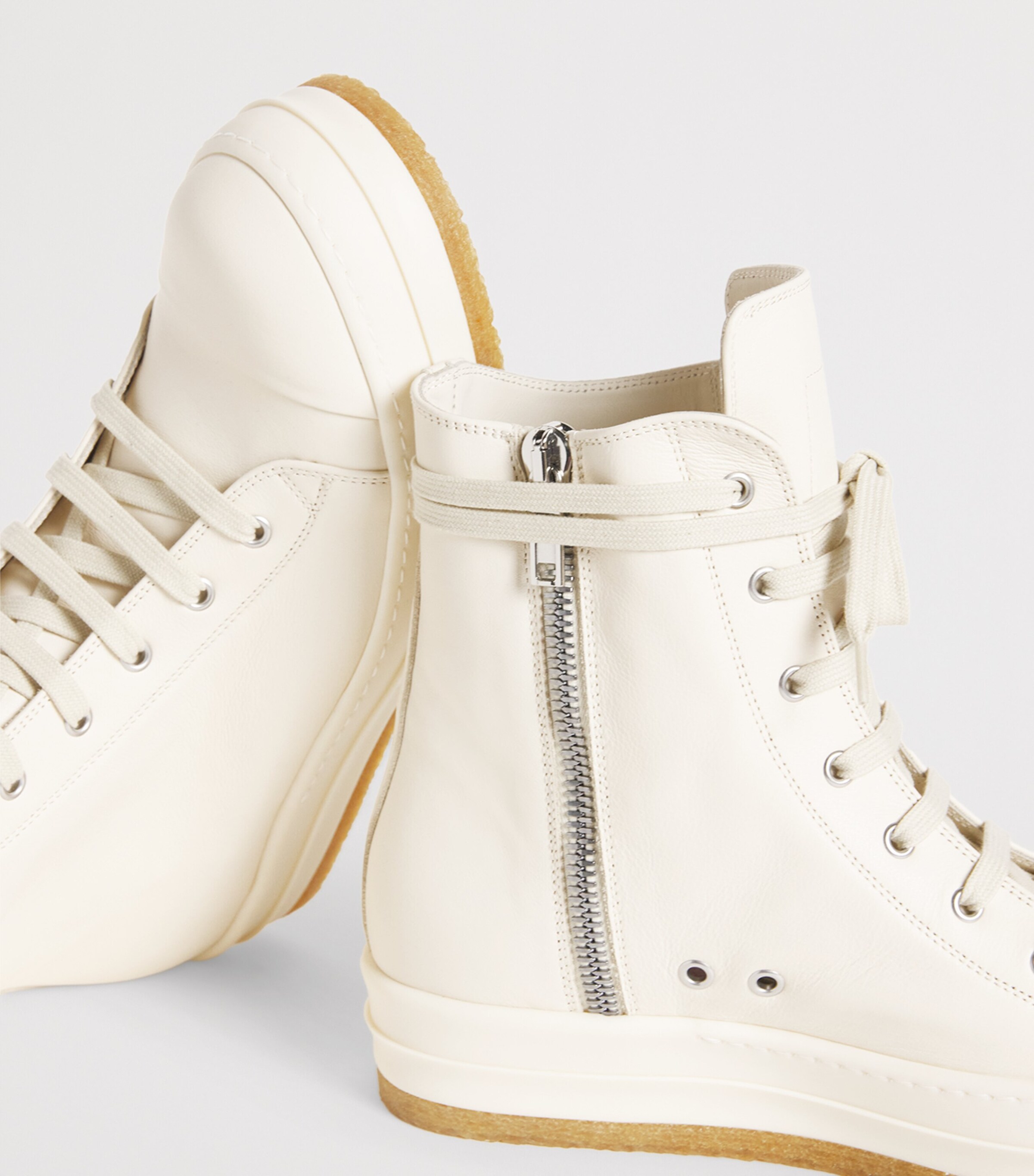 Rick Owens Leather High-Top Sneakers Milk/milk/milk Image 7