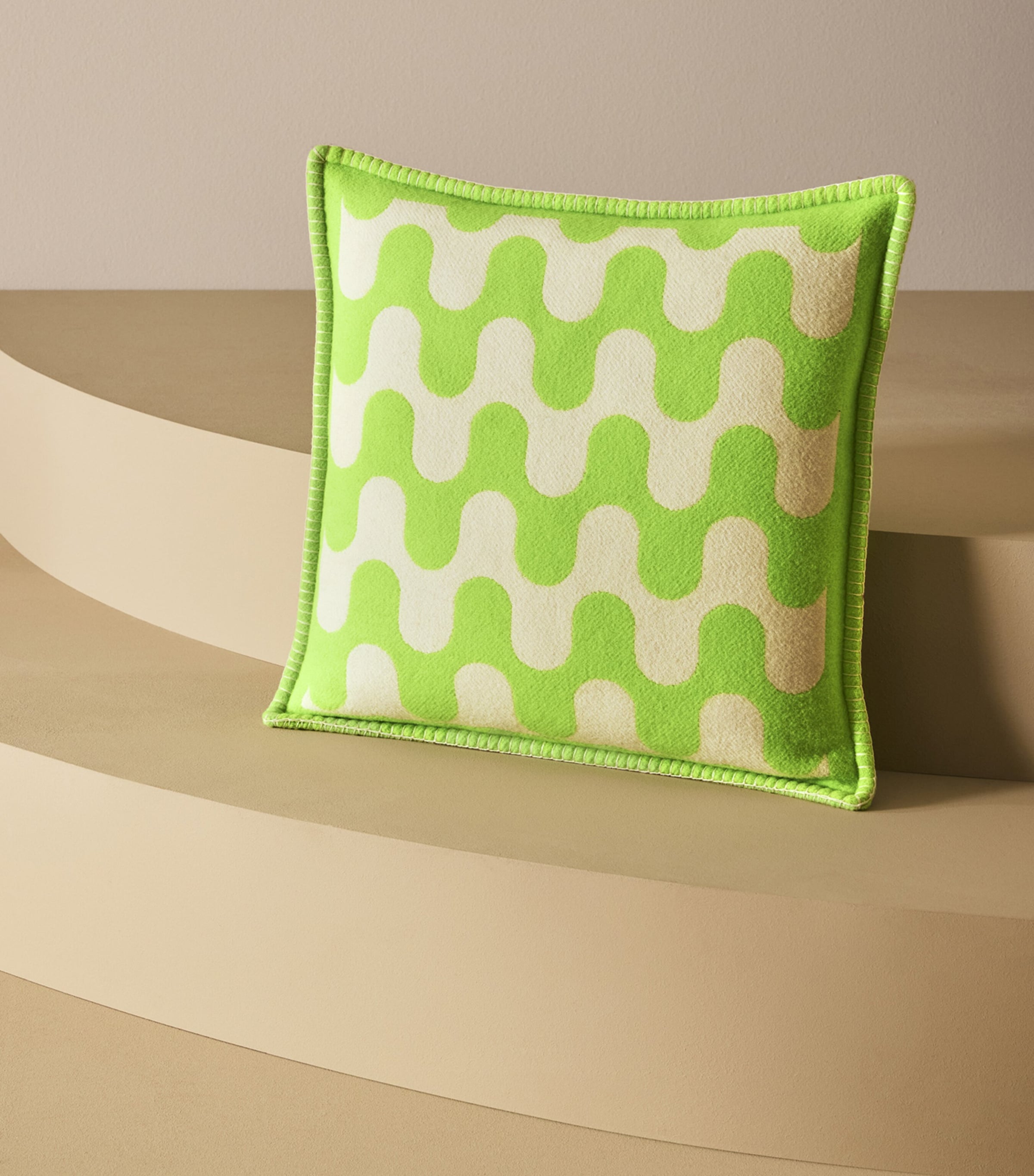 Wool Modernism 003 Cushion (50cm x 50cm) 6E40 - BRIGHT LIME/C Image 4
