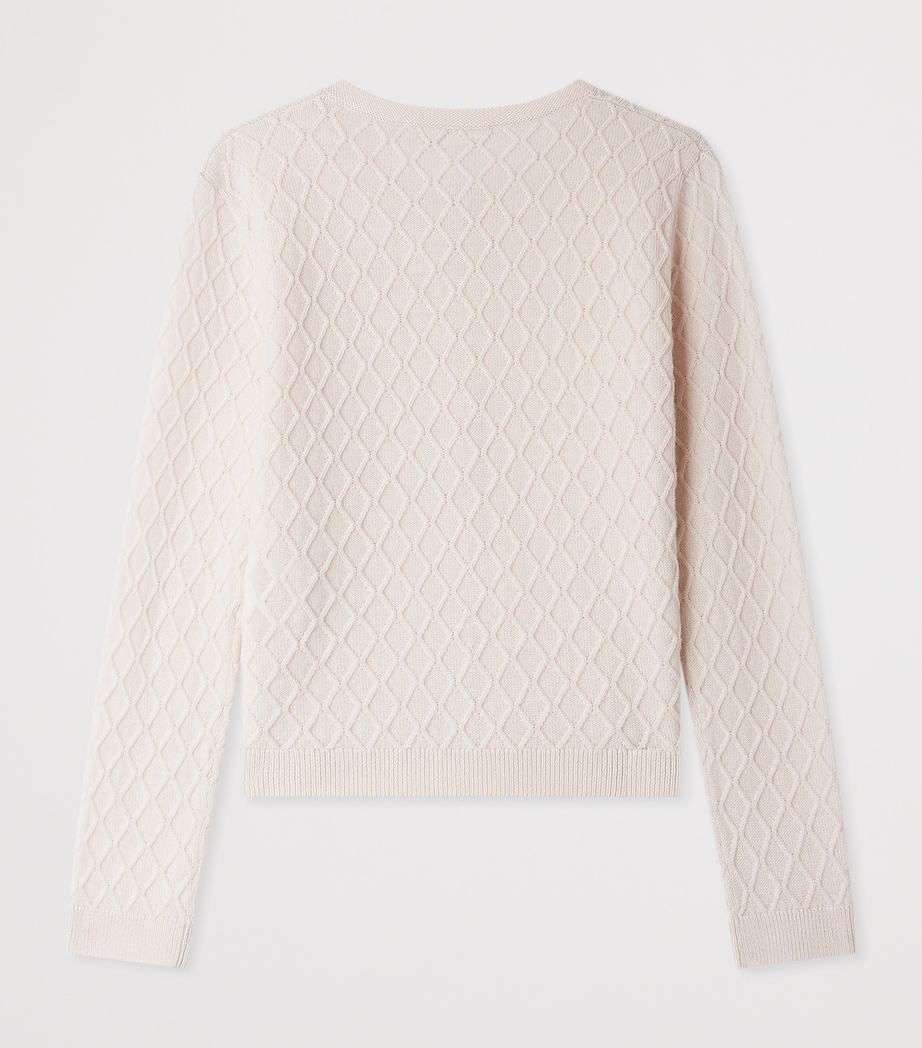 Wool Diamond-Knit Garancie Cardigan (4-8 Years) ROSE PETALE Image 2