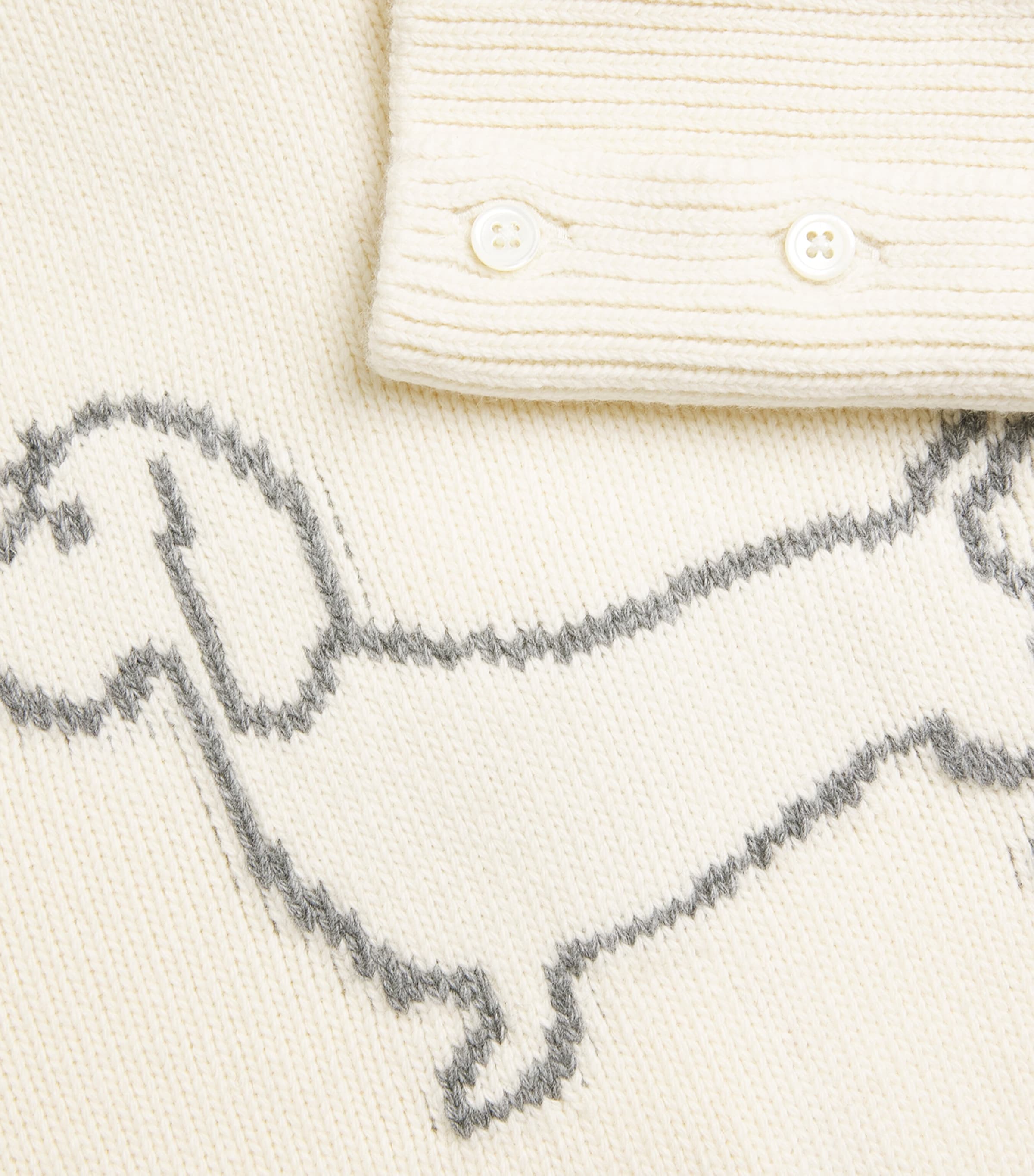 Thom Browne Womens Wool Hector 4-Bar Cardigan White Image 6
