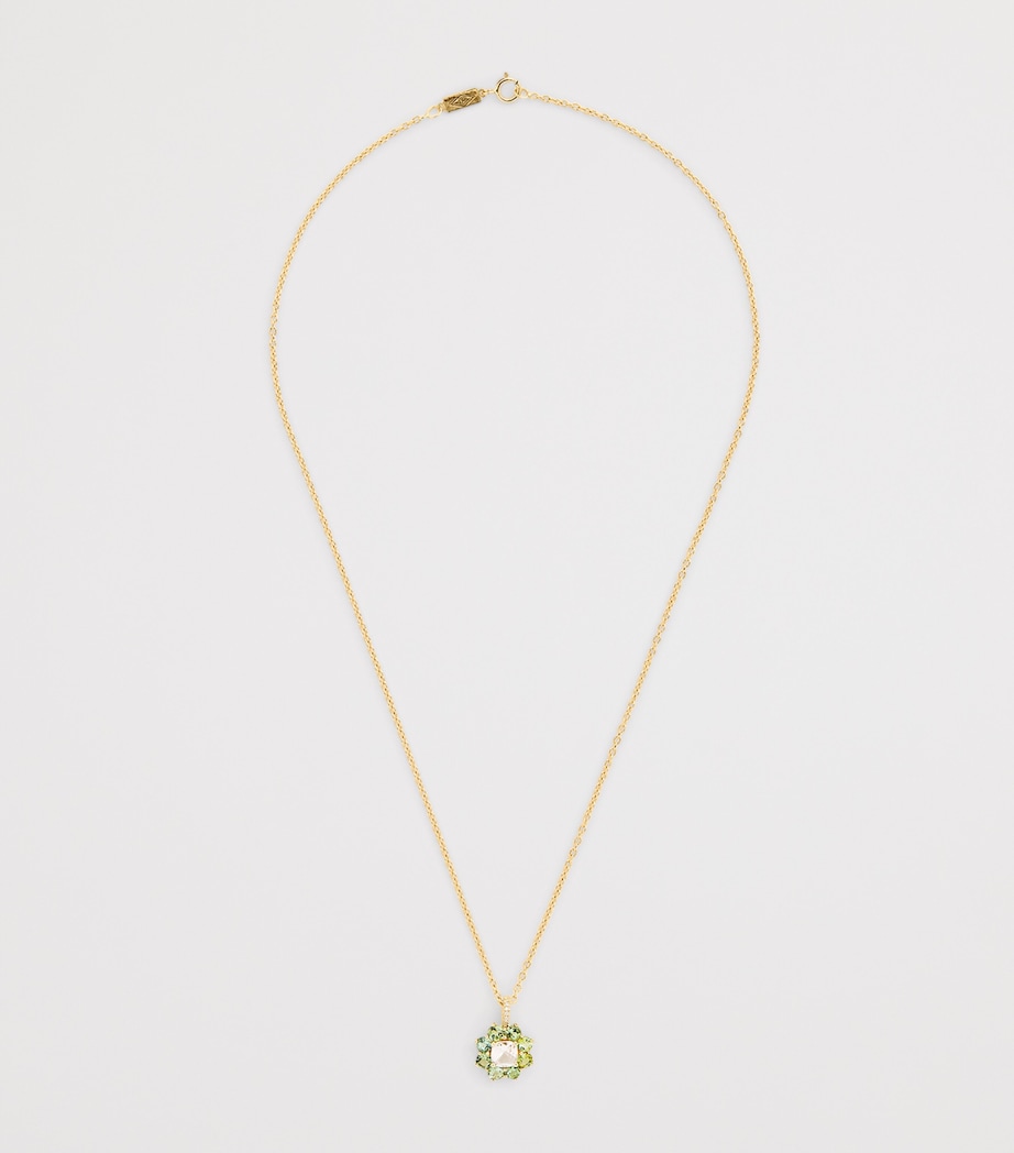 Yellow Gold and Tourmaline Flower Necklace YELLOW GOLD Image 3