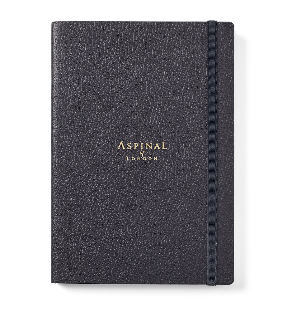 Grained Leather Bound A5 Notebook NAVY Image 2