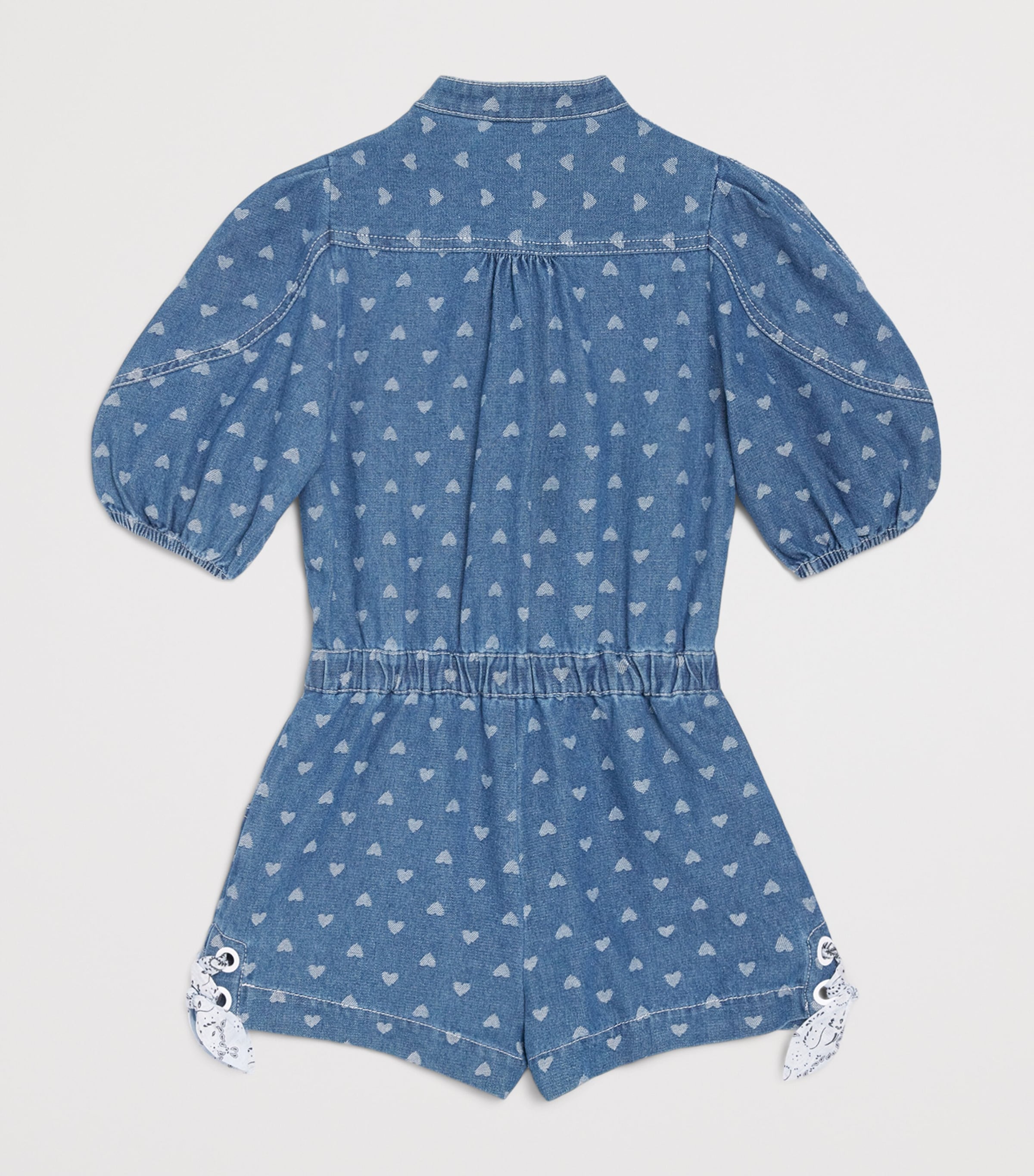 Zimmermann Kids Denim Heart Print Awaken Playsuit (1-12 Years) Jacquard Blue Image 2