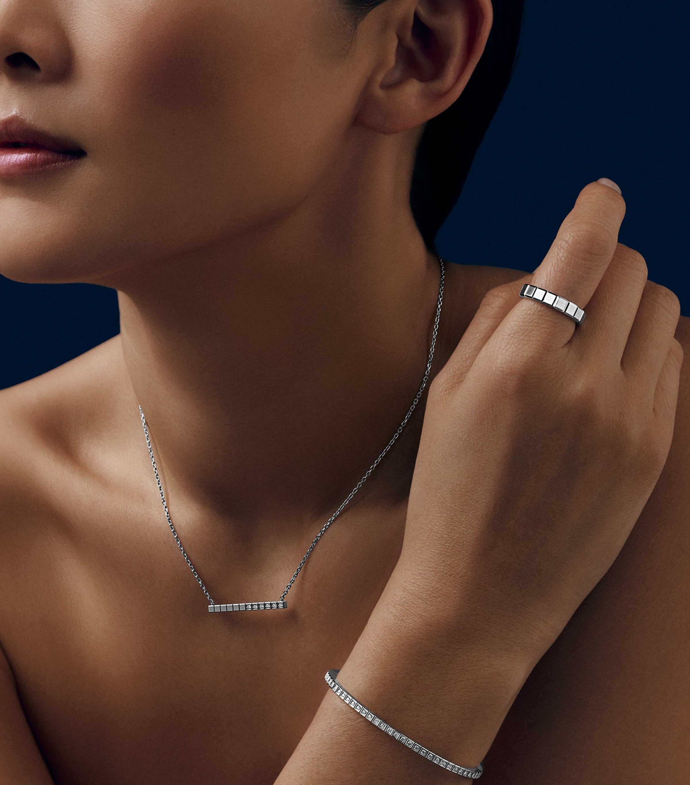 White Gold and Diamond Ice Cube Bangle 18K WHITE GOLD Image 4