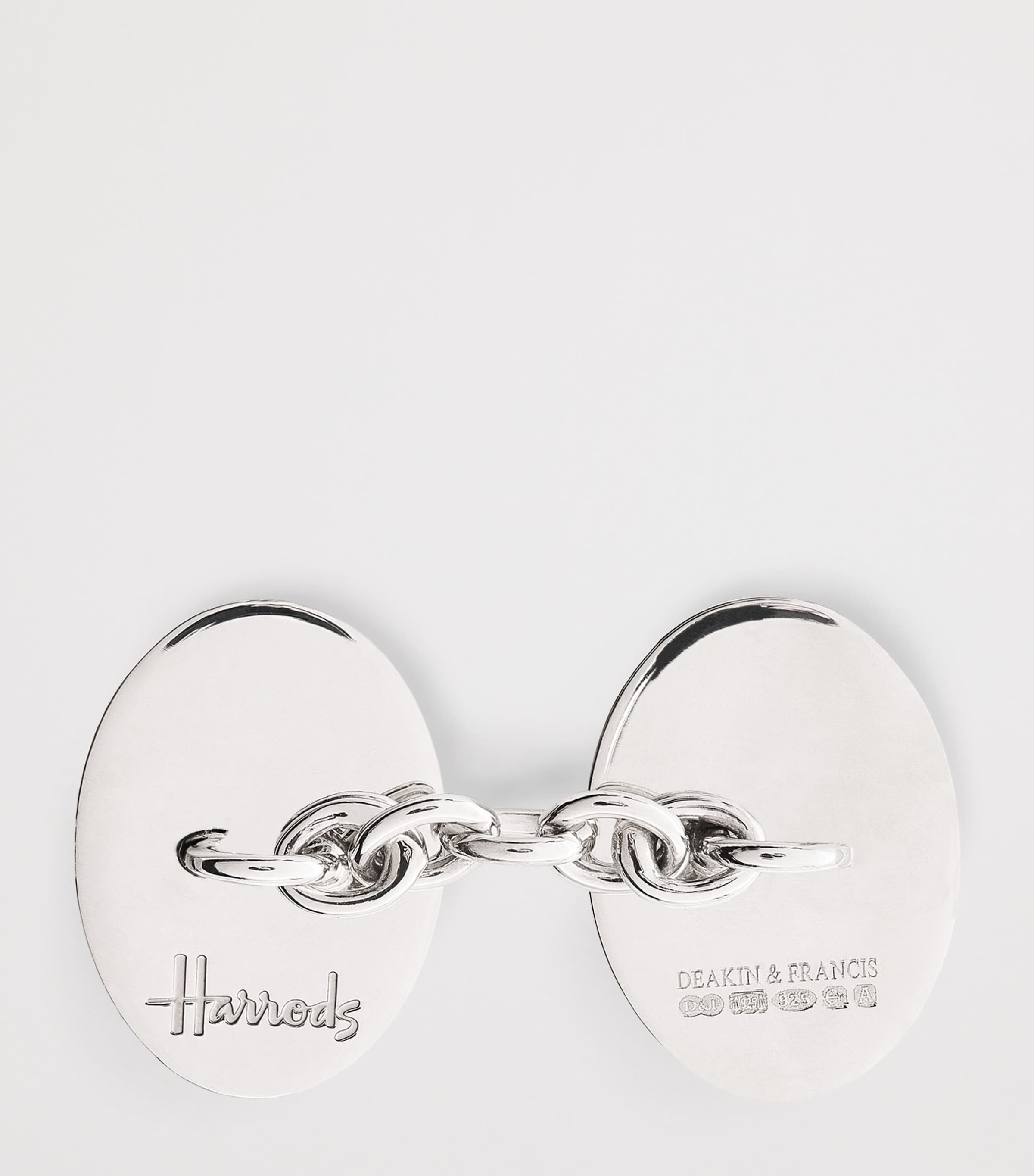 Sterling Silver Oval Chain Cufflinks GREEN Image 4