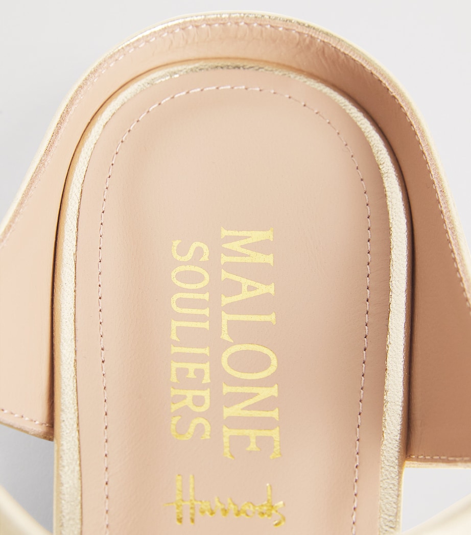 Malone Souliers x Harrods Metallic Leather Lena Sandals Antique Gold Image 7