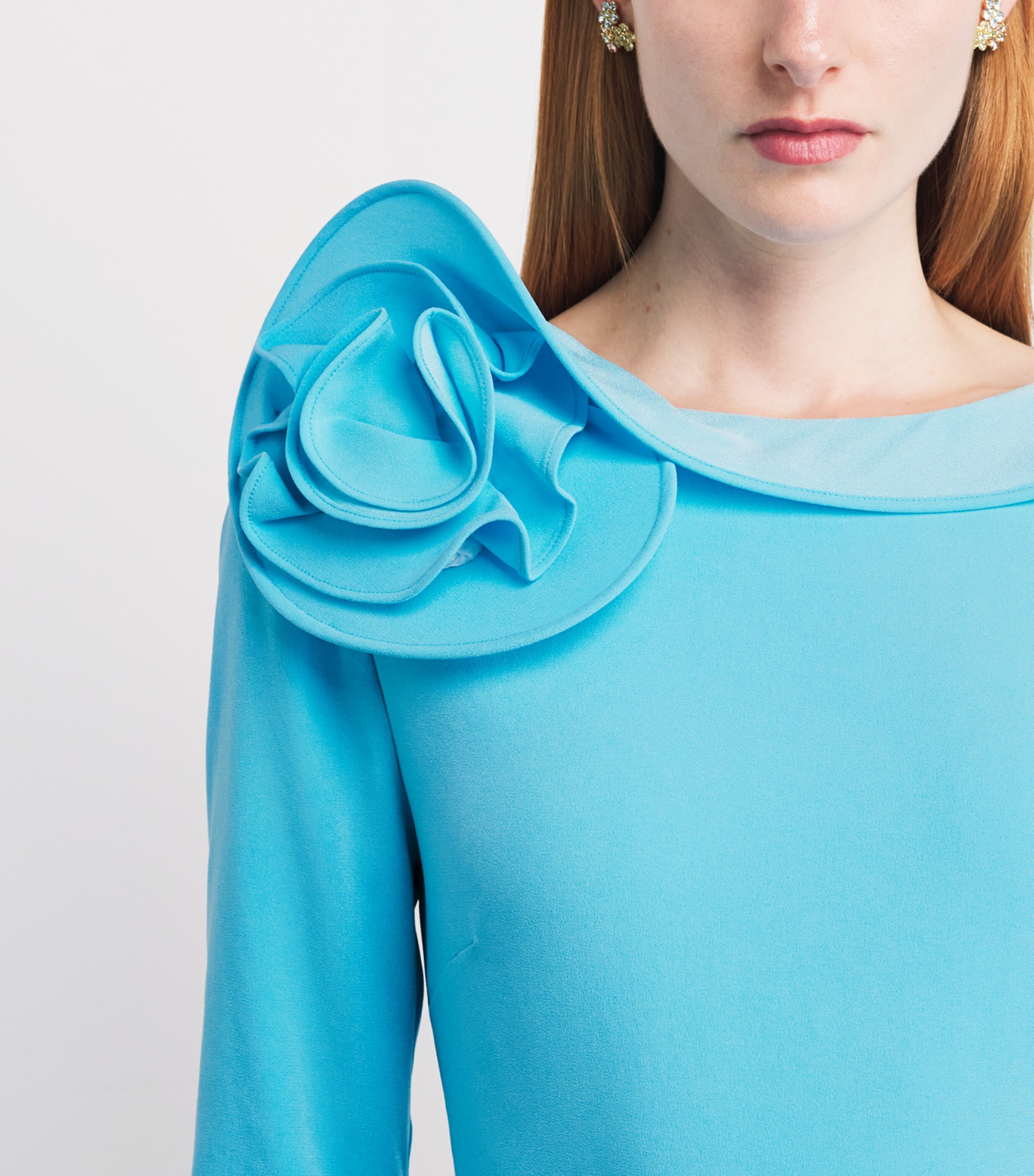 Roland Mouret Womens Flower Appliqué Gown Dark Topaz Image 3