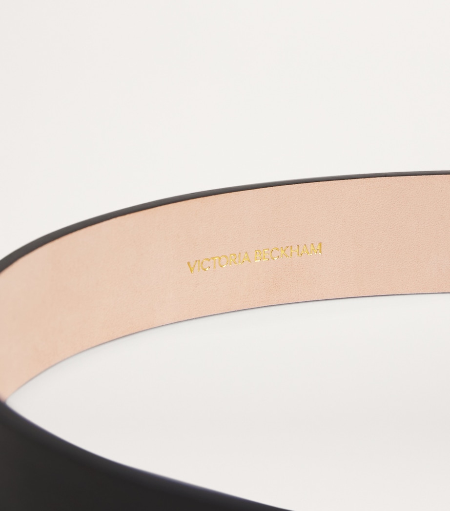 Leather B-Buckle Belt BLACK Image 6