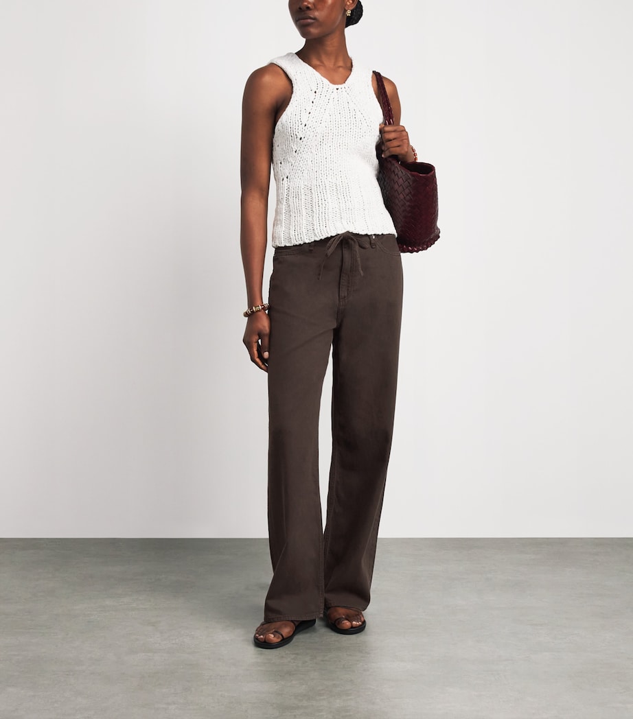 Rag & Bone Womens Drawstring Phoebe Wide-Leg Jeans Dkbrownstn Image 2
