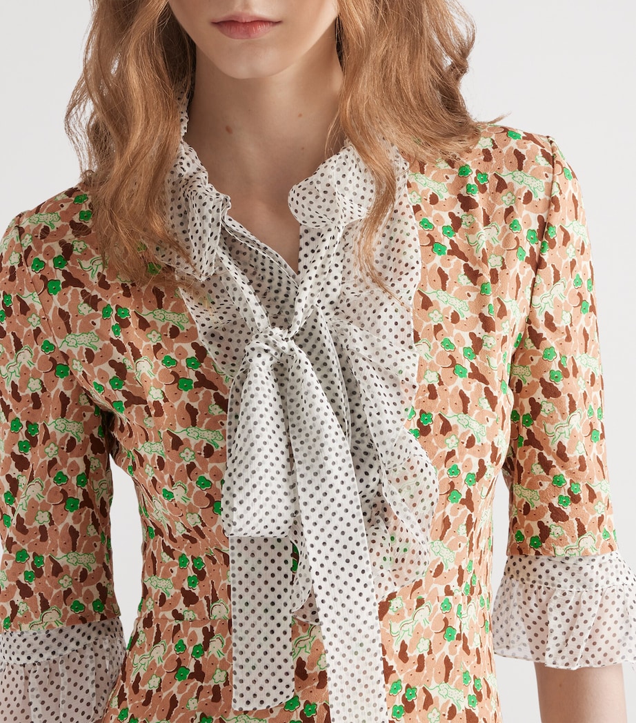 Prada Womens Silk-Blend Floral Midi Dress Image 3