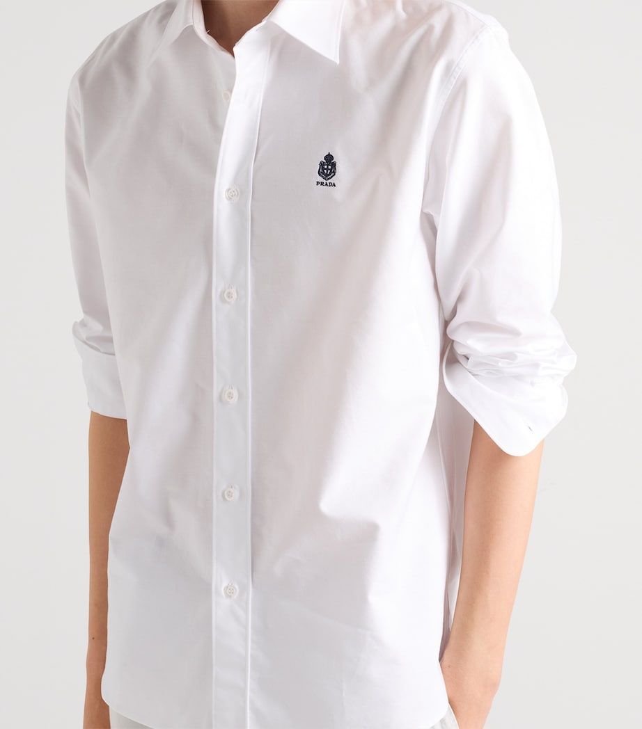 Prada Mens Cotton Embroidered Crest Shirt White Image 6