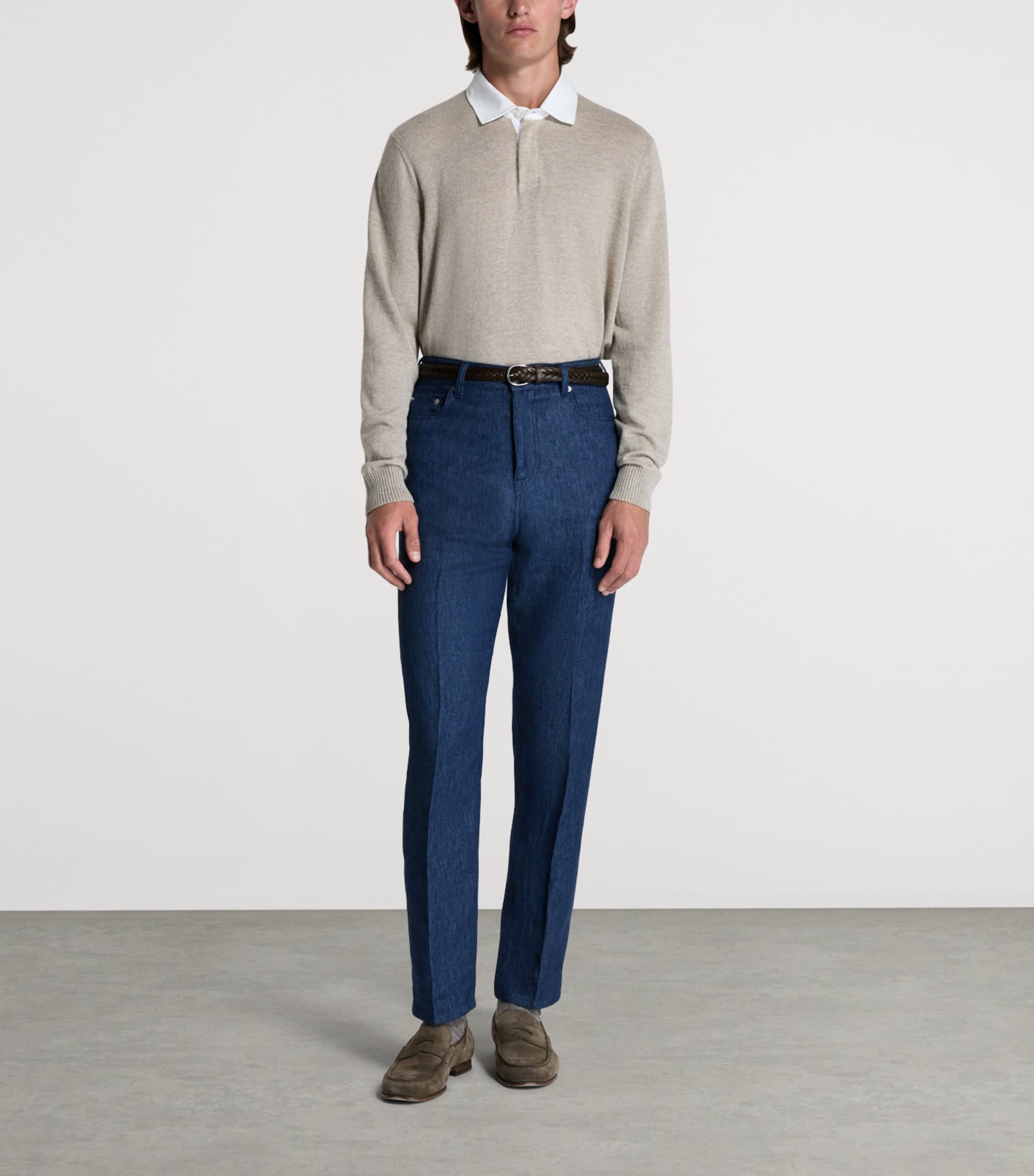 Dunhill Mens Knitted Rugby Sweater Natural Image 2