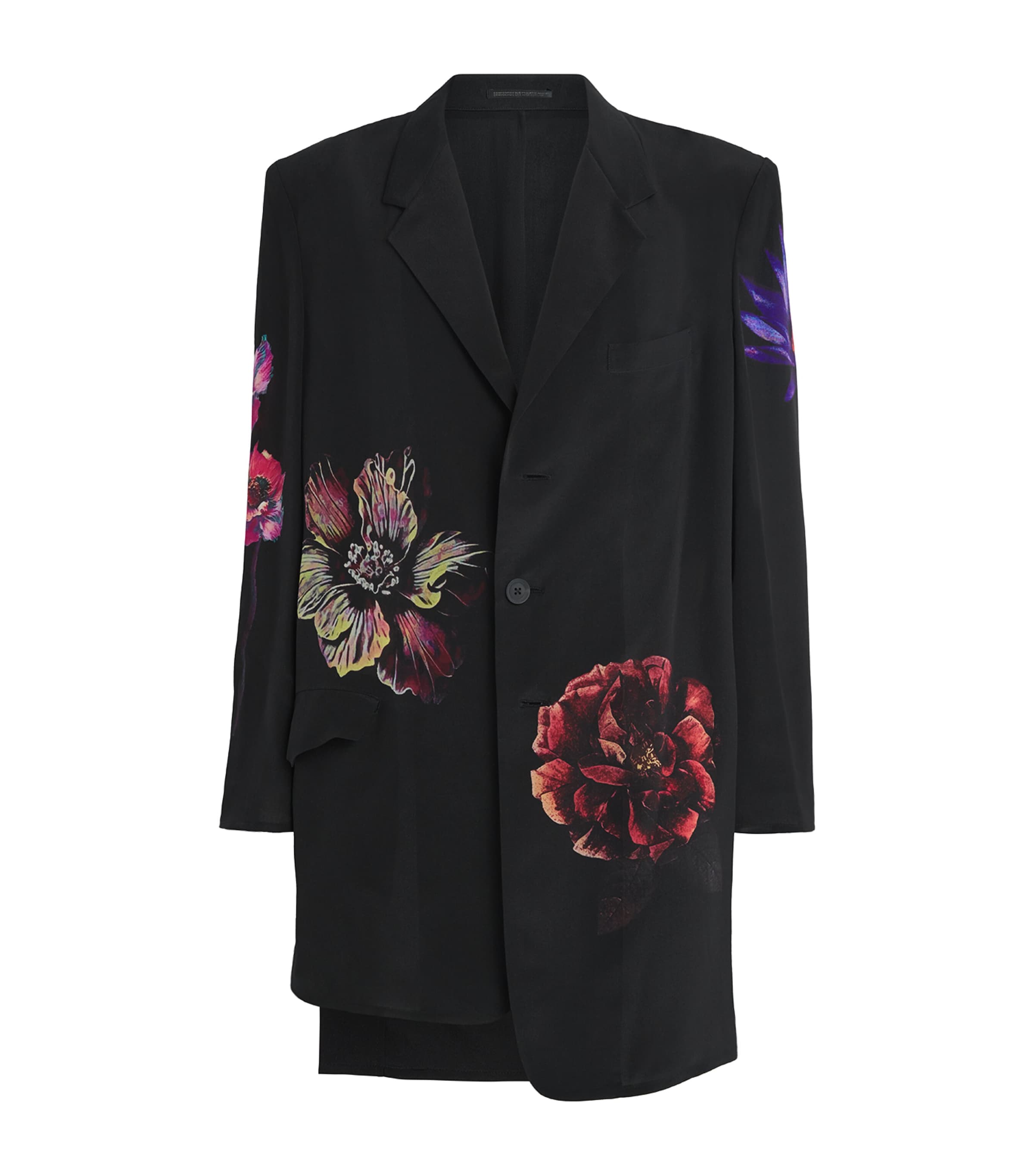 Yohji Yamamoto Mens Silk Flower Blazer Black Image 1