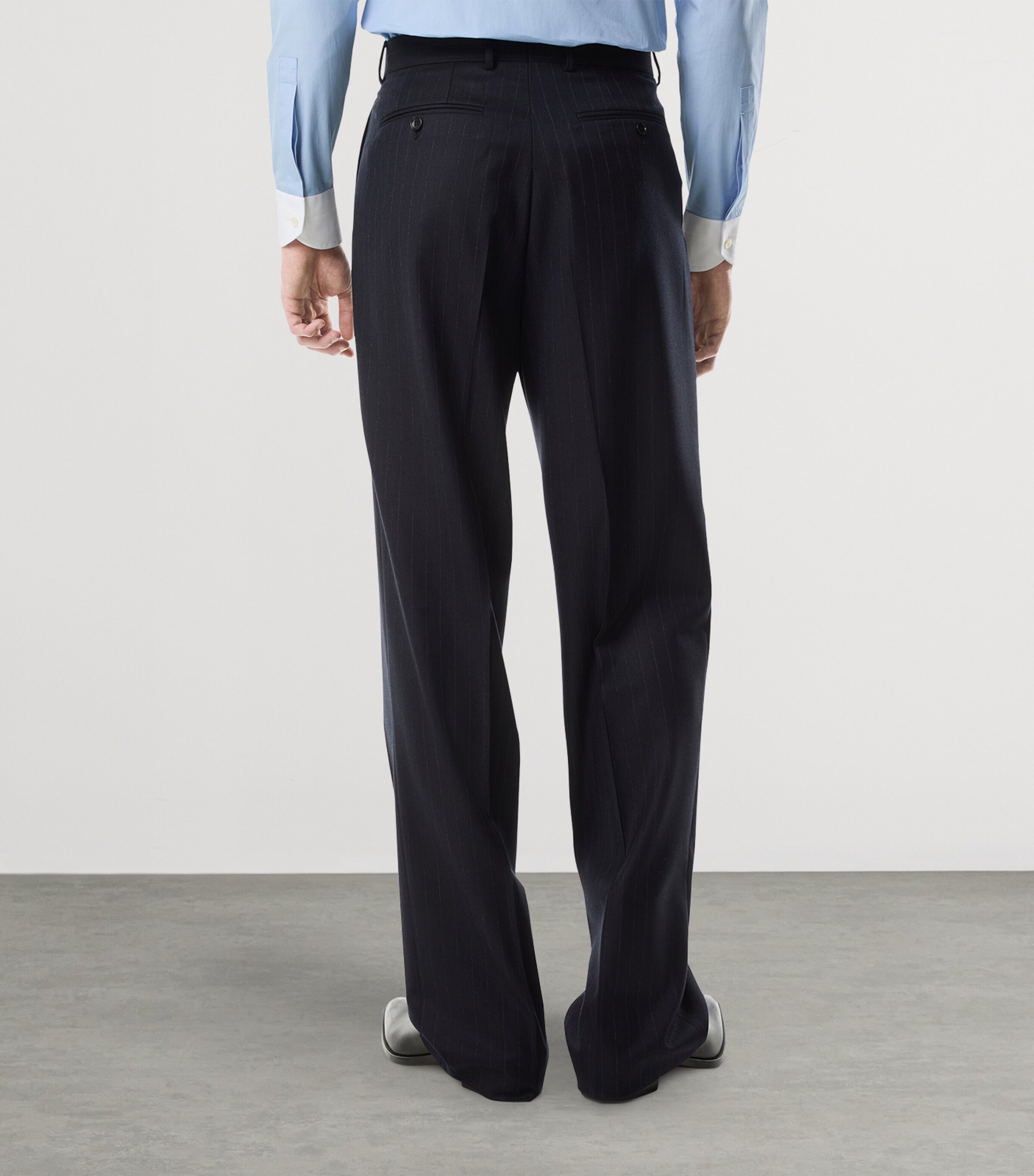 Wool Pinstripe Pleated Trousers UCC Image 5