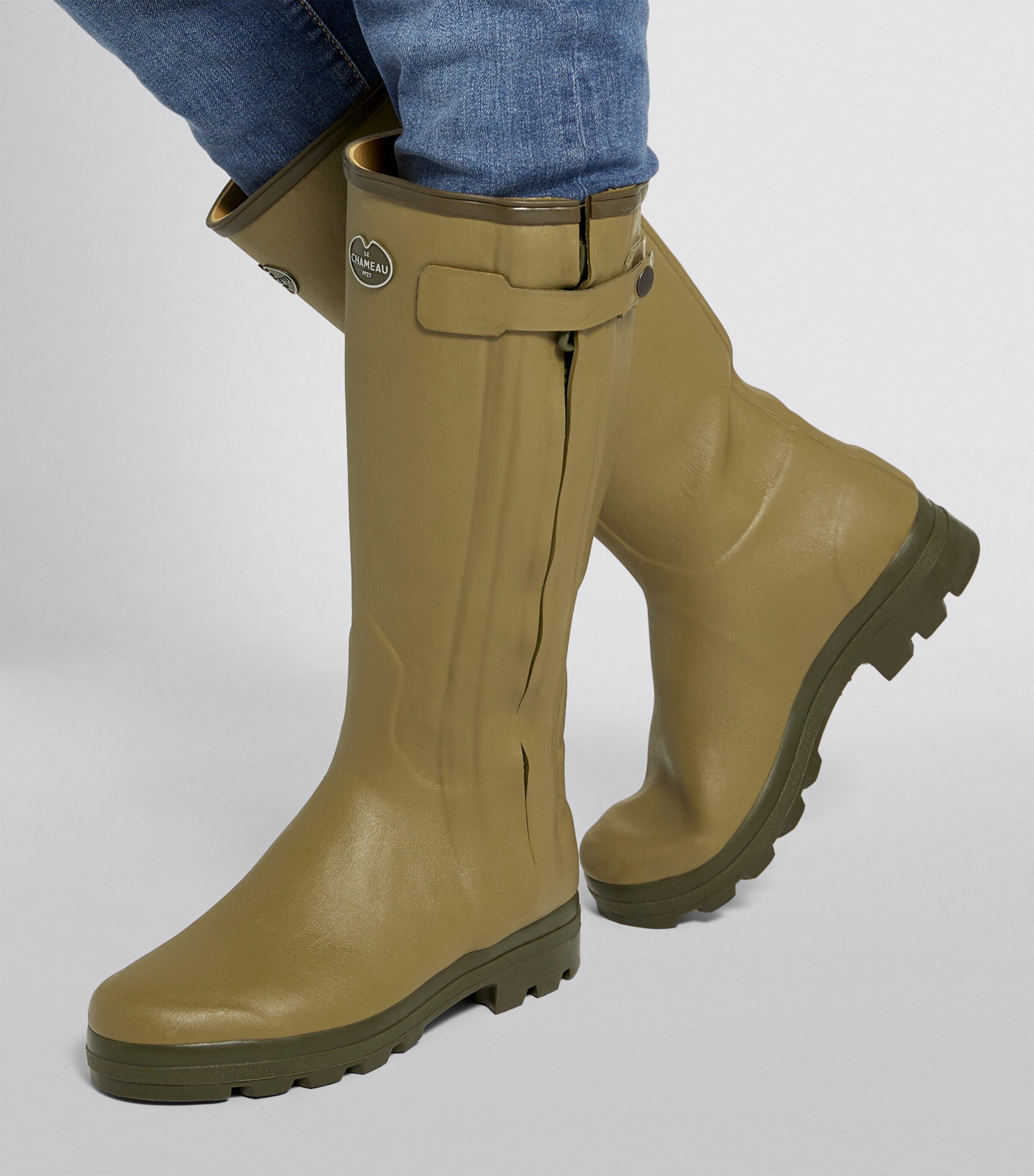 Leather-Lined Chasseur Wellington Boots VERT VIERZON B200 Image 4