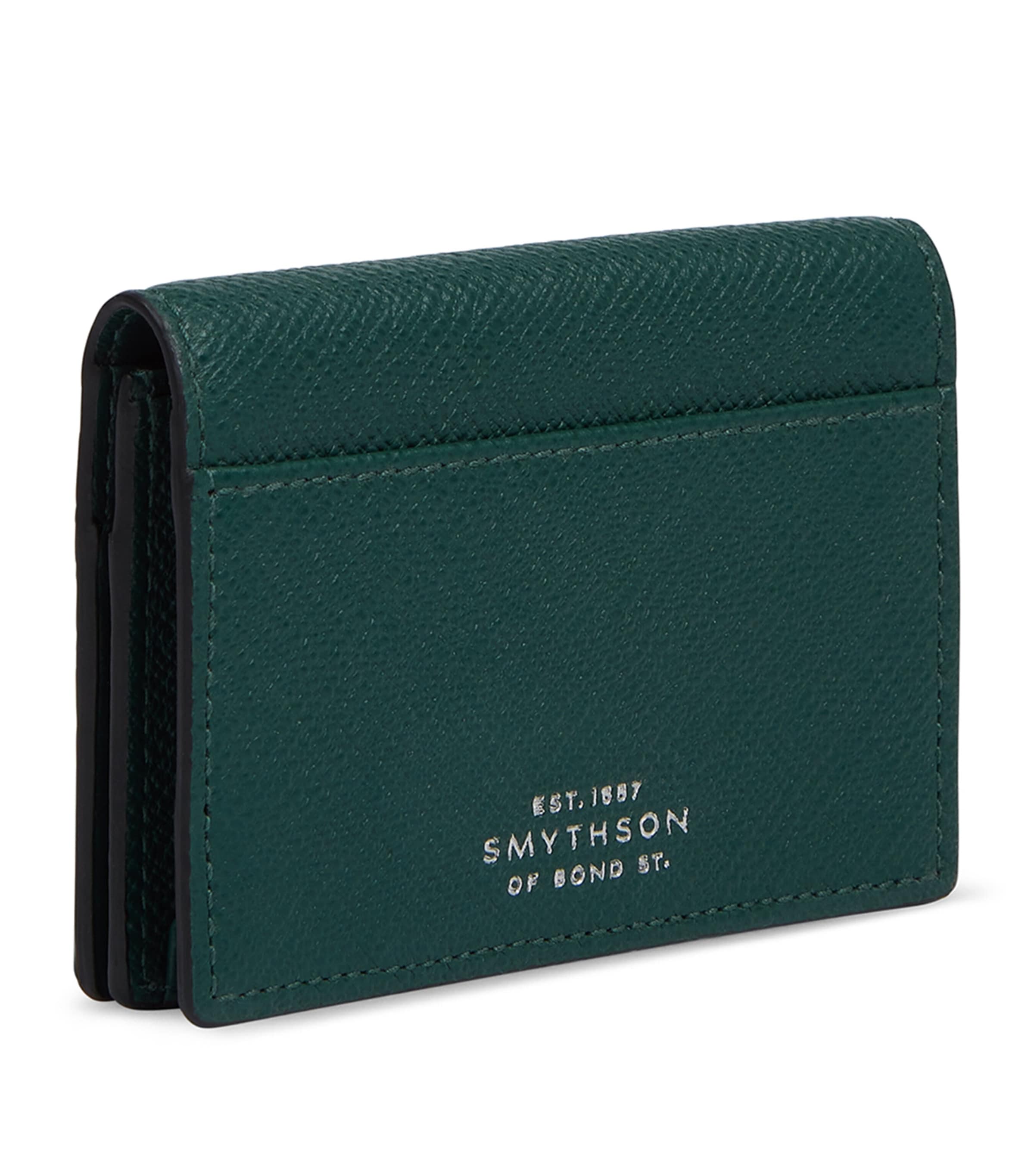Leather Panama Folded Card Holder FOREST GREEN Image 3