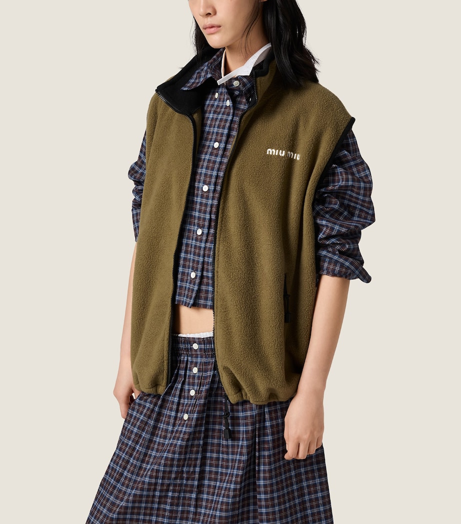 Miu Miu Womens Fleece Jersey Gilet Green Image 4