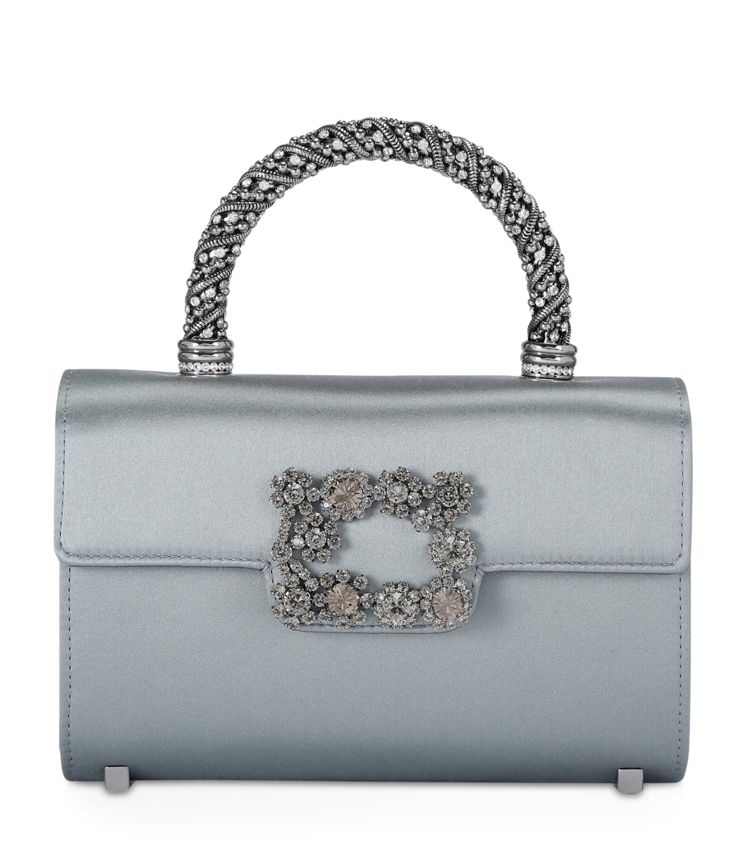 Roger Vivier Mini Satin Strass Top-Handle Bag Silver Image 1